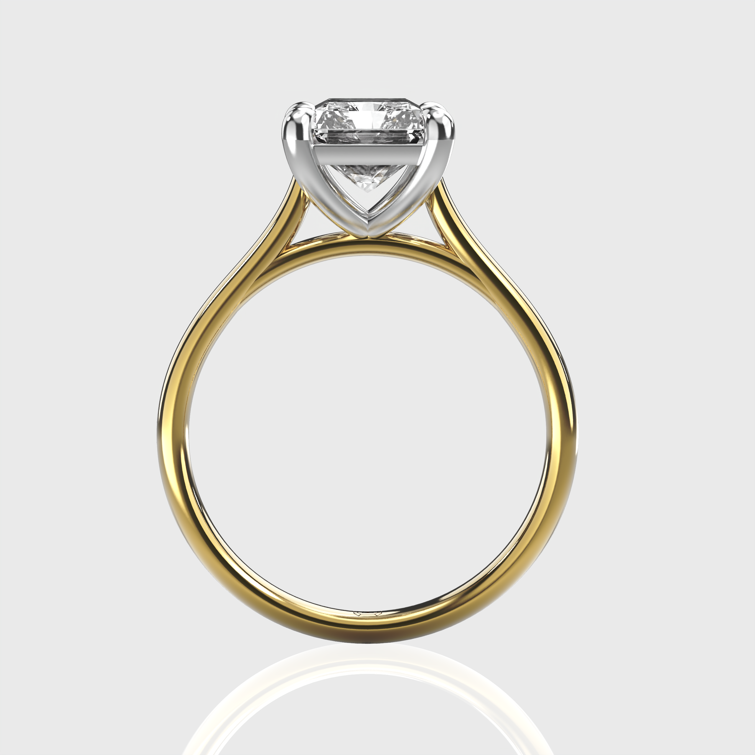 Classic Radiant-Cut Lab-Grown Diamond Two Tone Engagement Ring with Gold Design