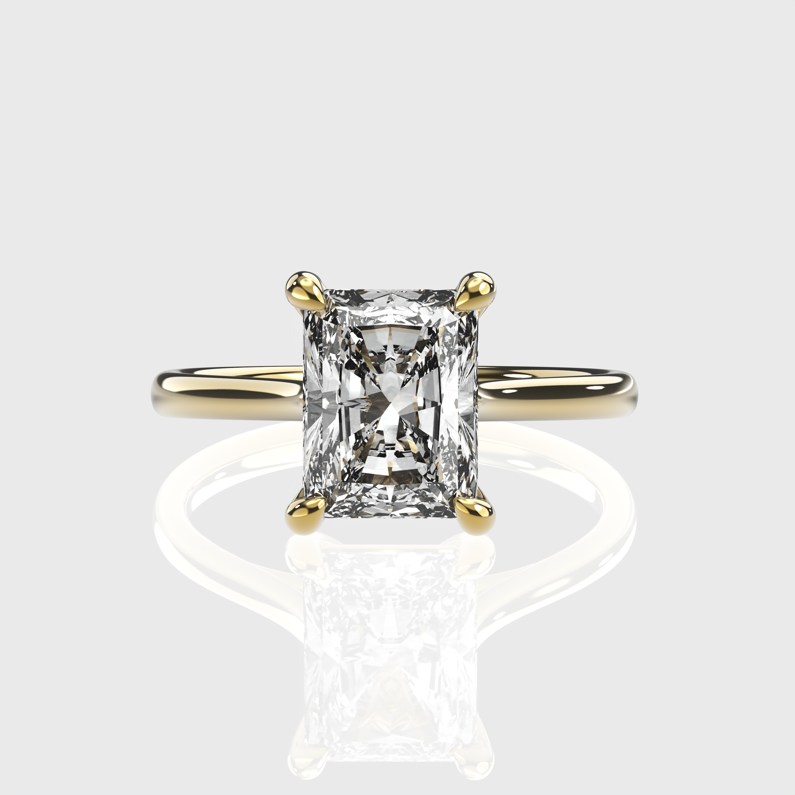 Classic Radiant Cut Lab Grown Diamond Engagement Ring with Gold Design