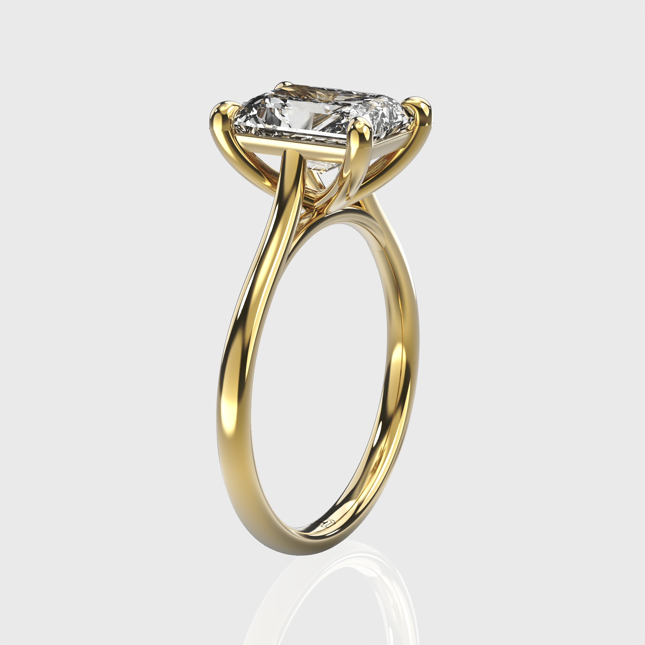 Classic Radiant Cut Lab Grown Diamond Engagement Ring with Gold Design