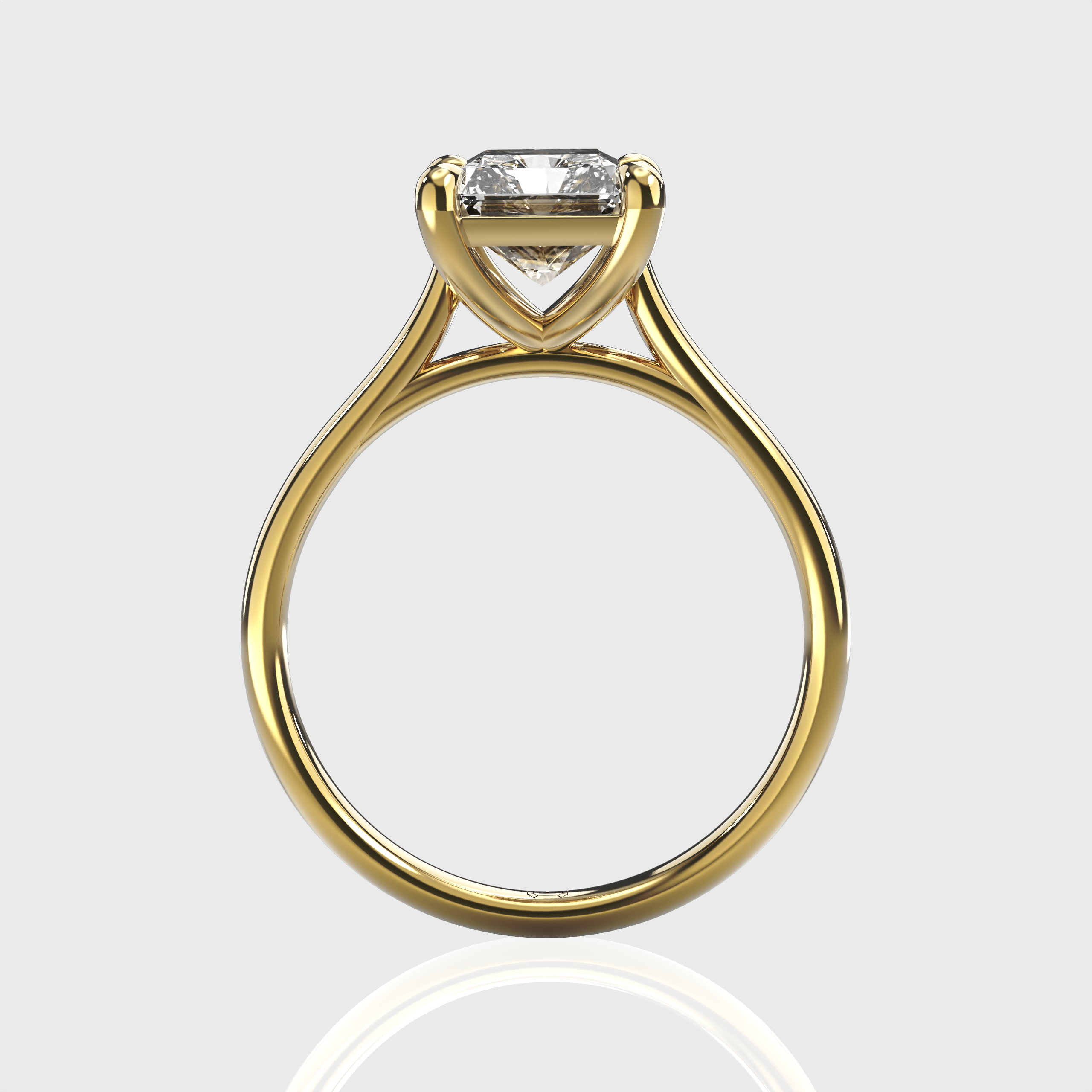 Classic Radiant Cut Lab Grown Diamond Engagement Ring with Gold Design