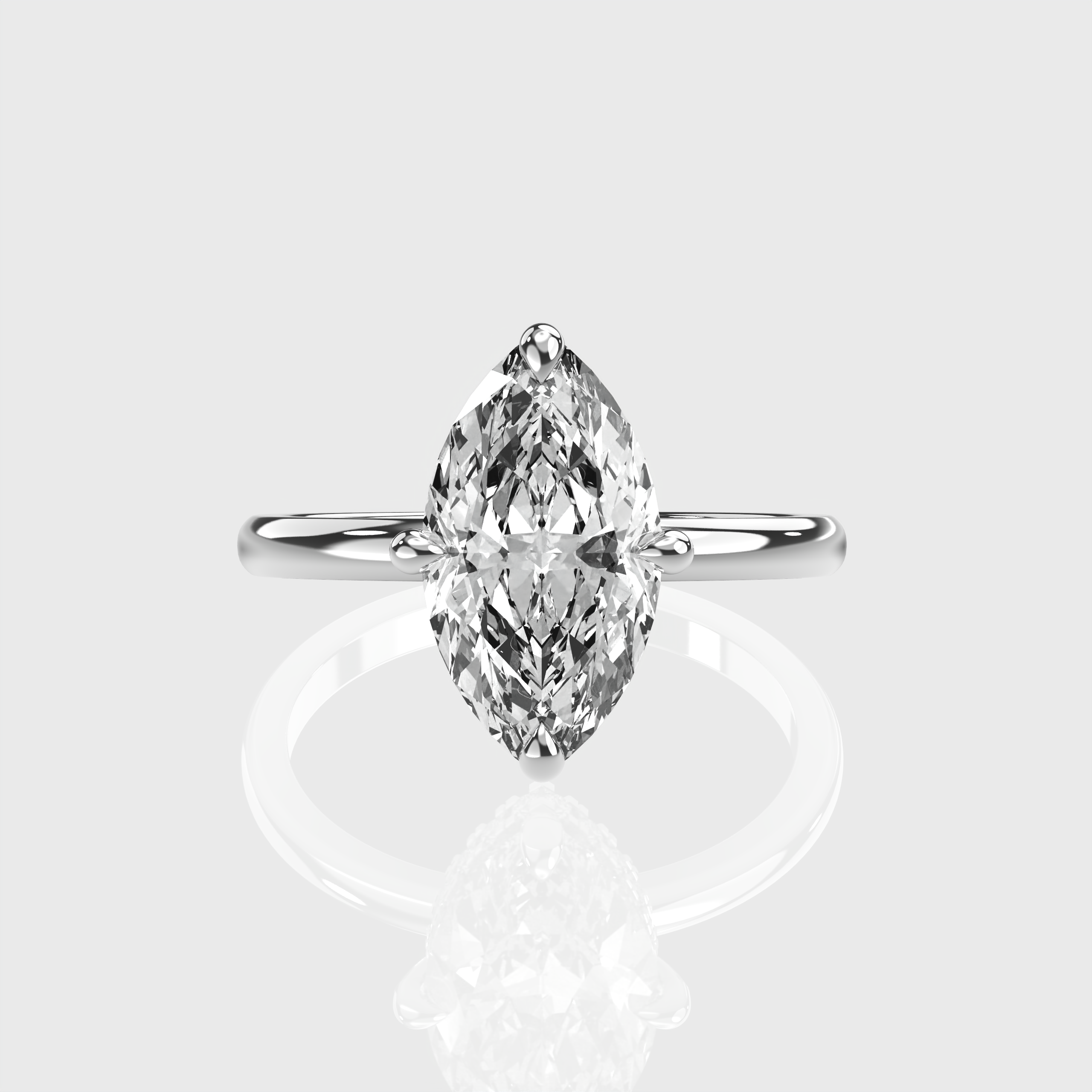 IGI Certified 4 Prog Marquise Lab Grown Diamond Classic Solitaire Engagement Ring