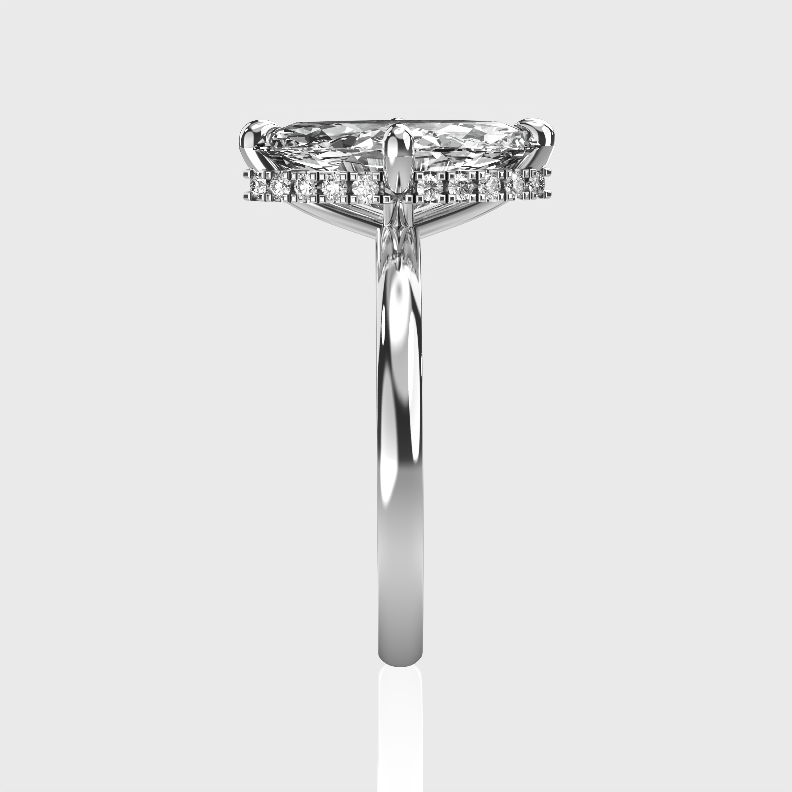 IGI Certified 4 Prog Marquise Lab Grown Diamond Classic Solitaire Engagement Ring