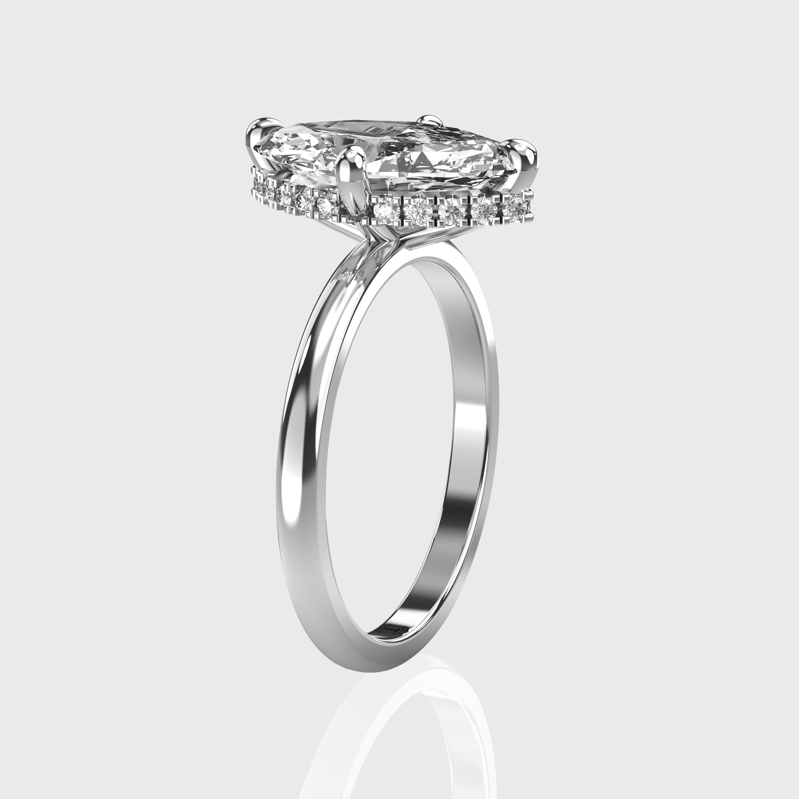 IGI Certified 4 Prog Marquise Lab Grown Diamond Classic Solitaire Engagement Ring