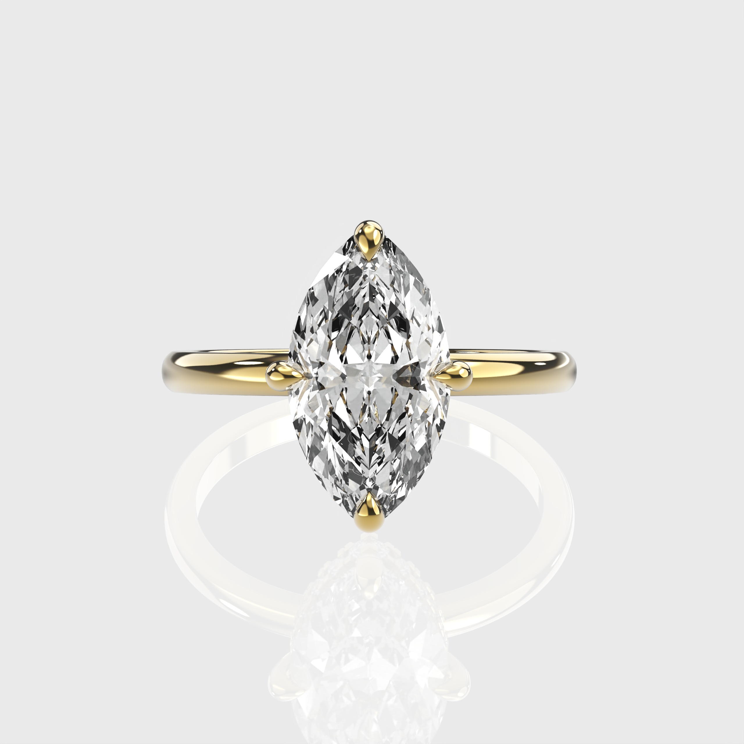 Yellow Gold IGI Certified 4 Prog Marquise Lab Grown Diamond Classic Solitaire Engagement Ring