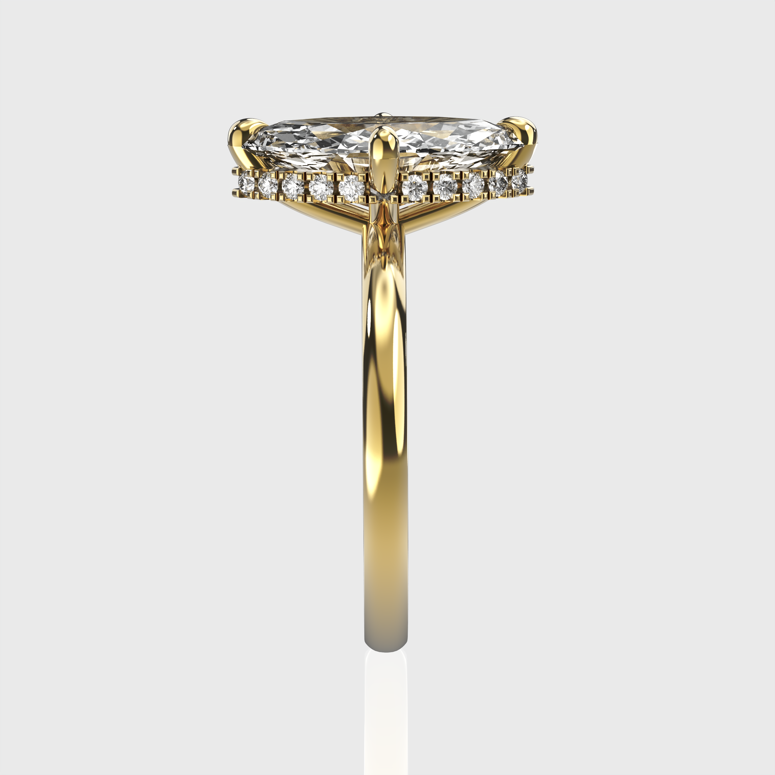 Yellow Gold IGI Certified 4 Prog Marquise Lab Grown Diamond Classic Solitaire Engagement Ring