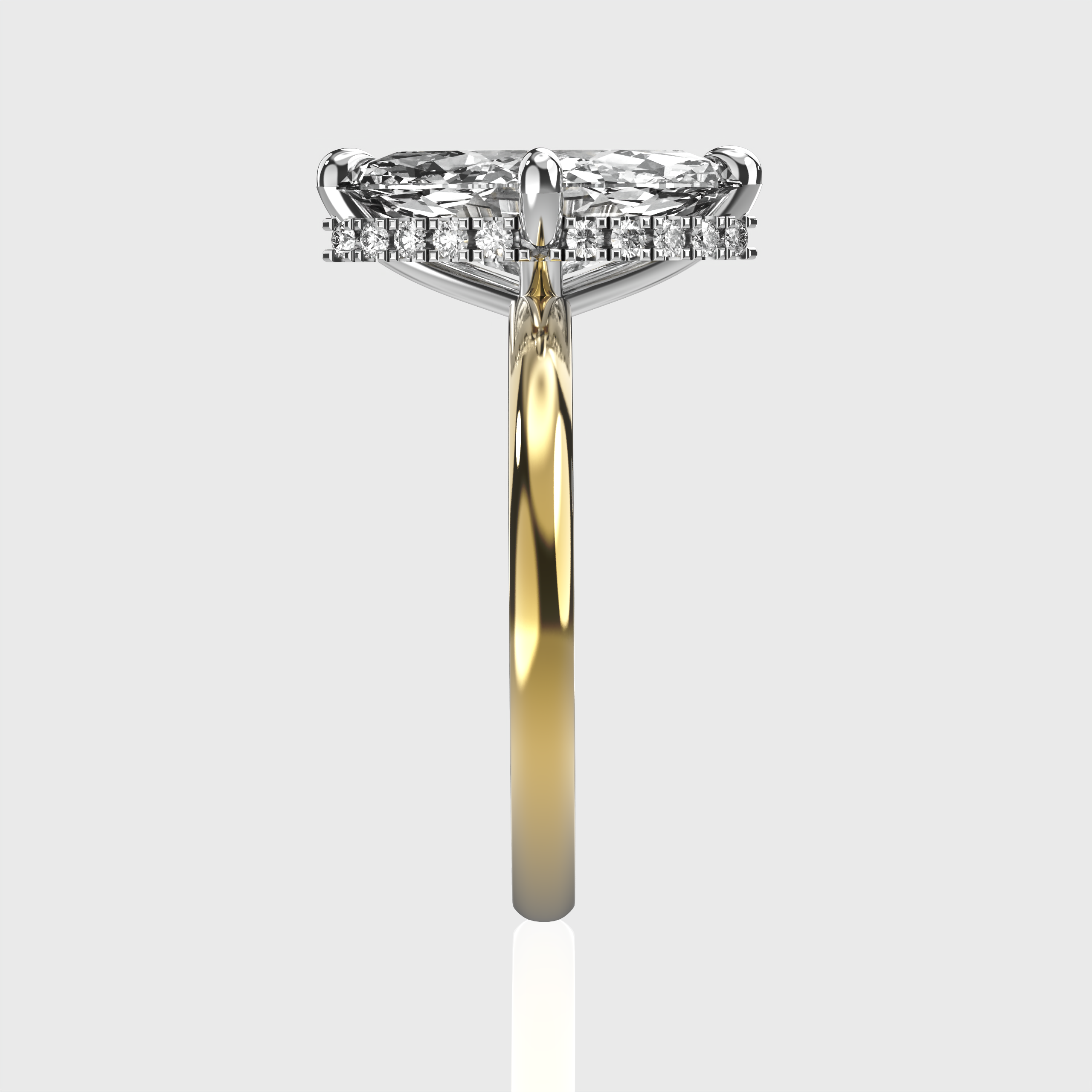 IGI Certified 4 Prog Marquise Lab Grown Diamond Classic Solitaire Two Tone Engagement Ring