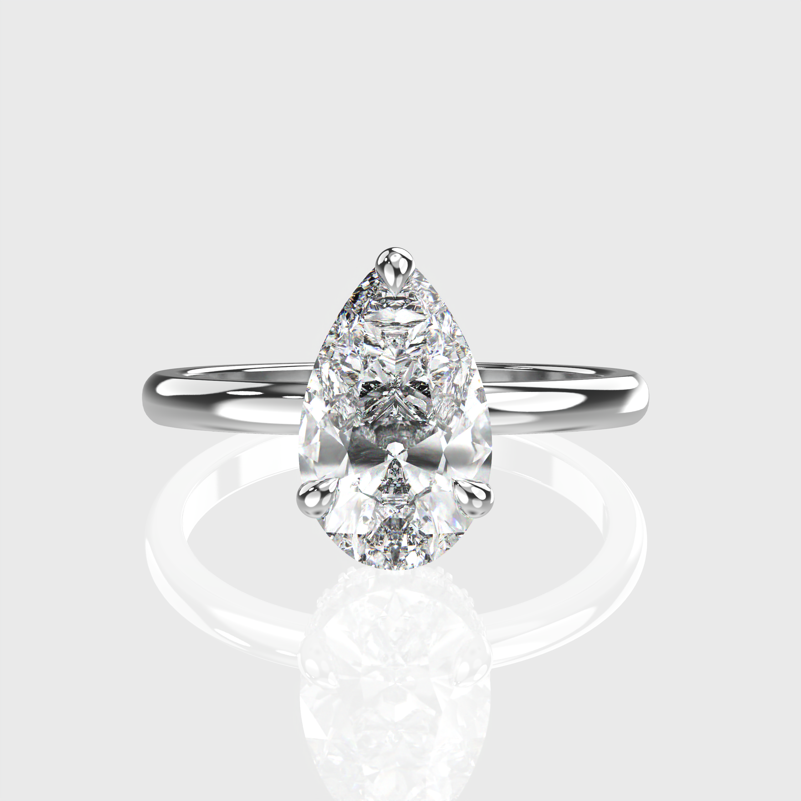 Elegant Pear Cut Diamond Hidden Halo Engagement Ring