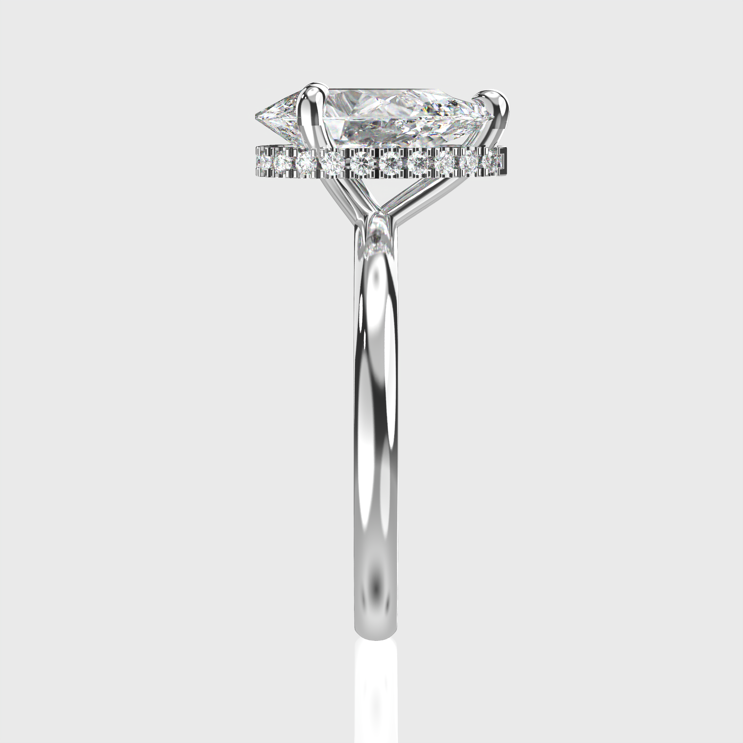 Elegant Pear Cut Diamond Hidden Halo Engagement Ring
