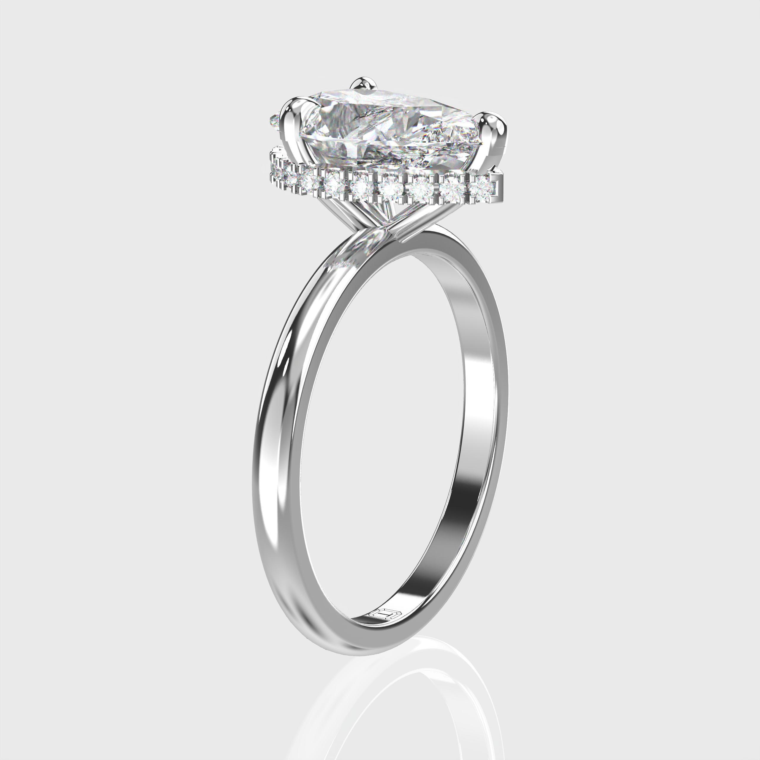 Elegant Pear Cut Diamond Hidden Halo Engagement Ring