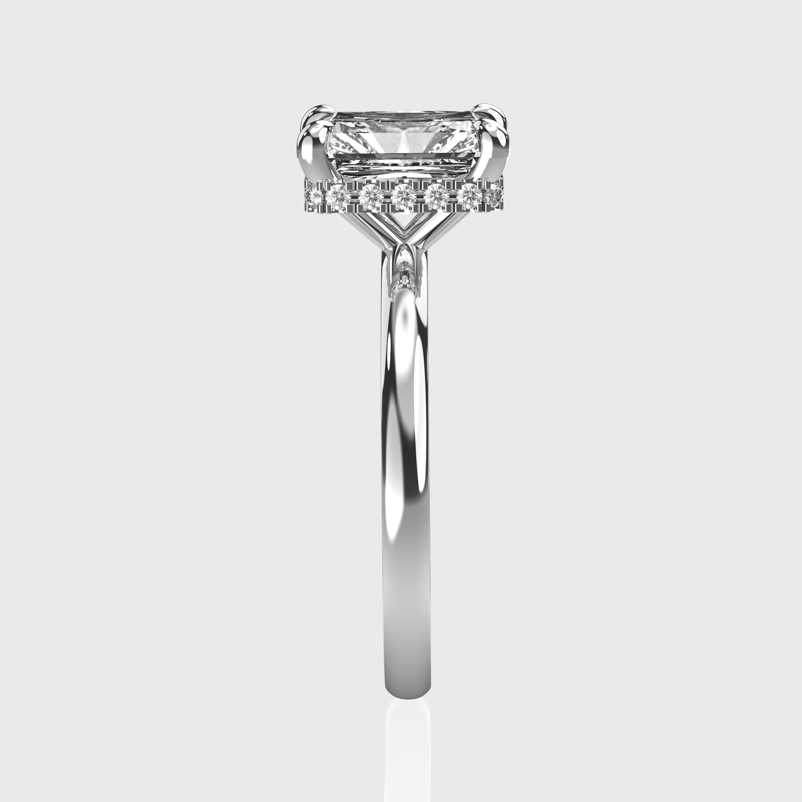 Classic Radiant-Cut Lab-Grown Diamond Engagement Ring with Hidden Halo Setting