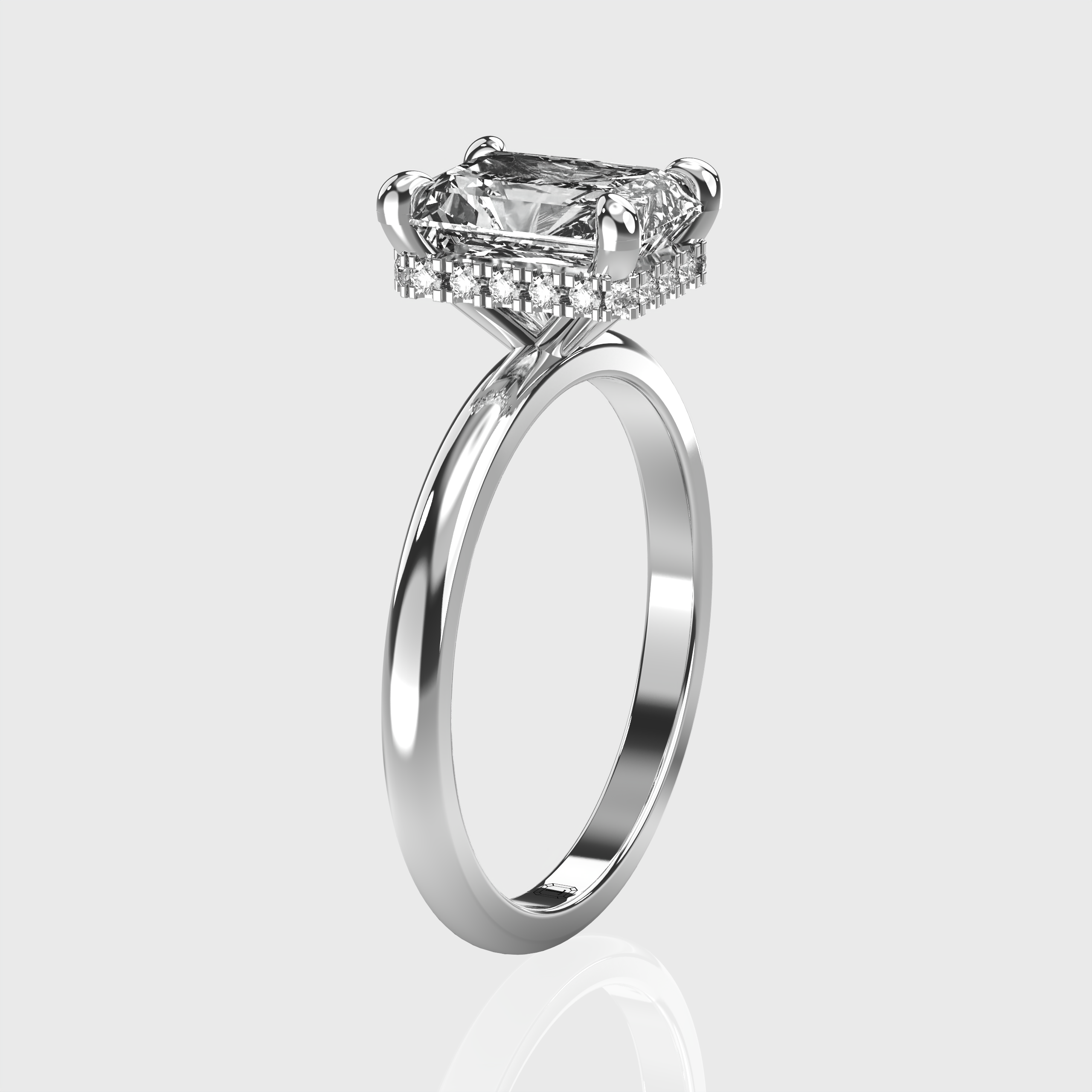 Classic Radiant-Cut Lab-Grown Diamond Engagement Ring with Hidden Halo Setting