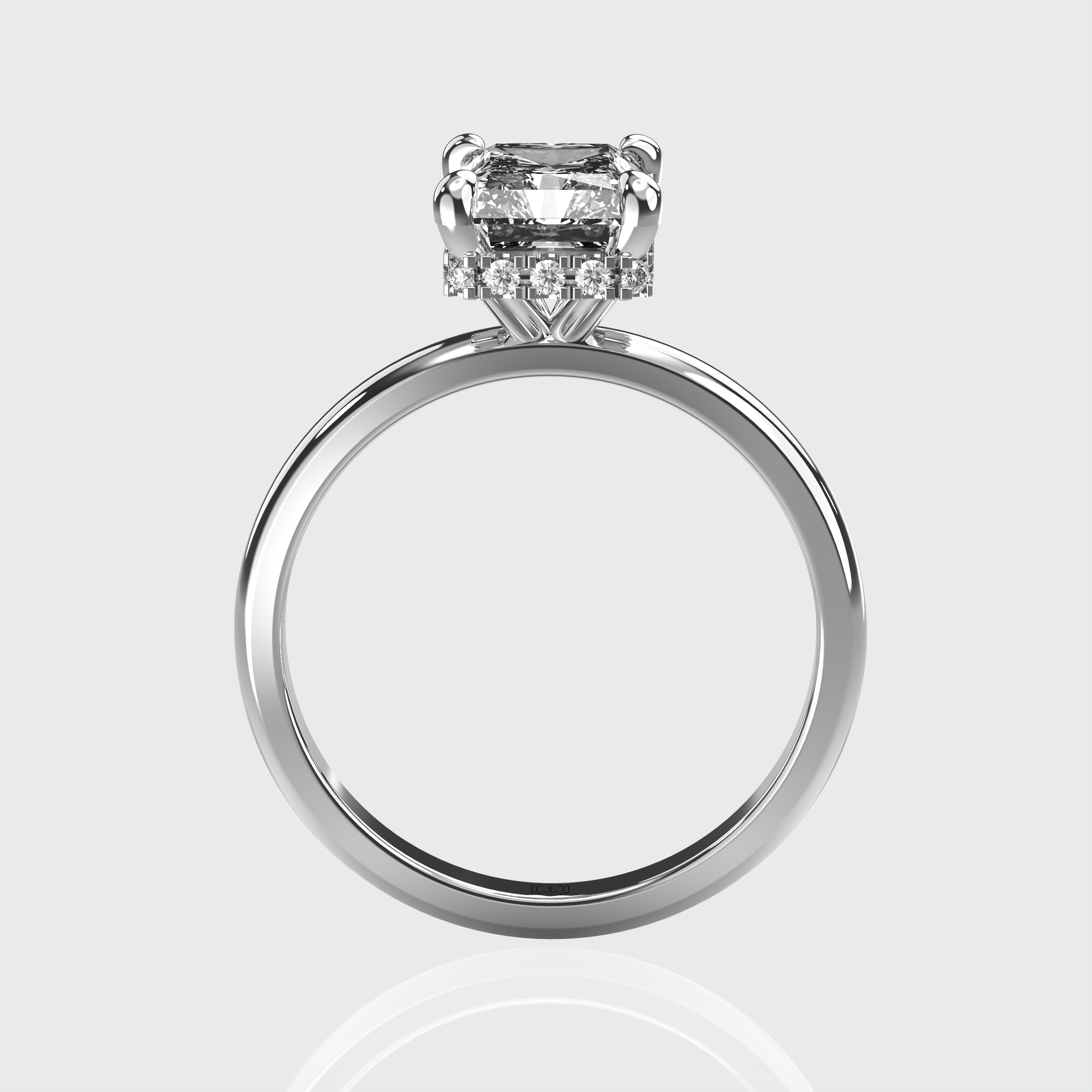 Classic Radiant-Cut Lab-Grown Diamond Engagement Ring with Hidden Halo Setting