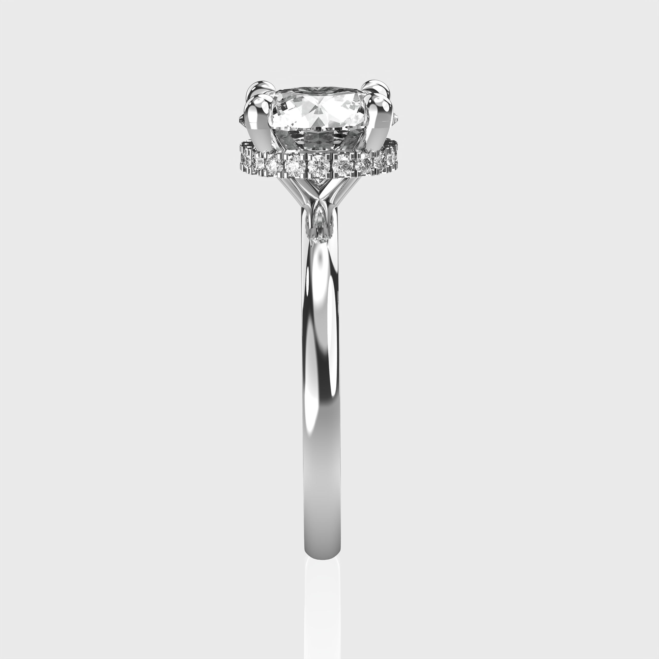 Classic Round Diamond Solitaire Engagement Ring – Hidden Halo Setting