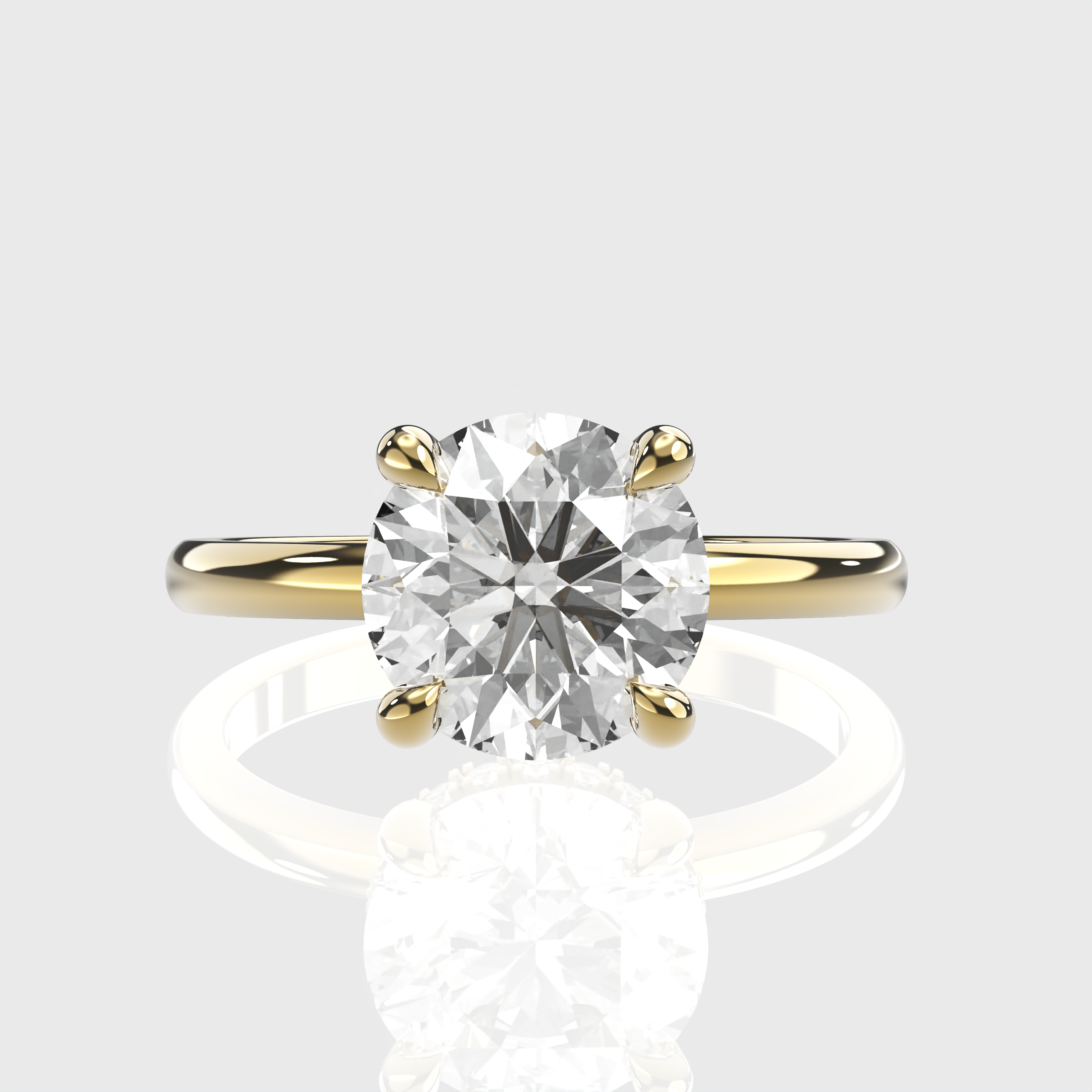 Classic Round Diamond Solitaire Engagement Ring Hidden Halo Setting