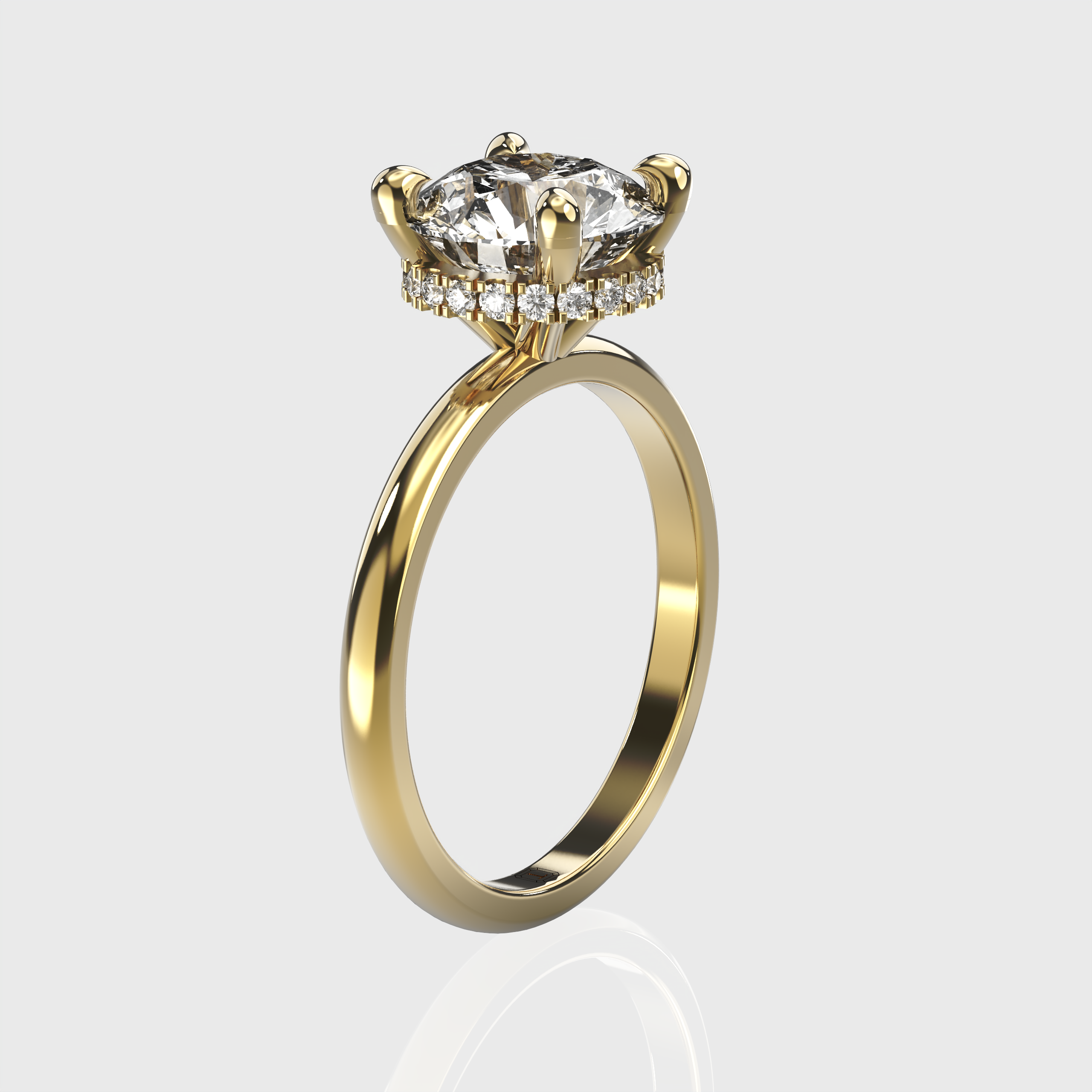 Classic Round Diamond Solitaire Engagement Ring – Hidden Halo Setting