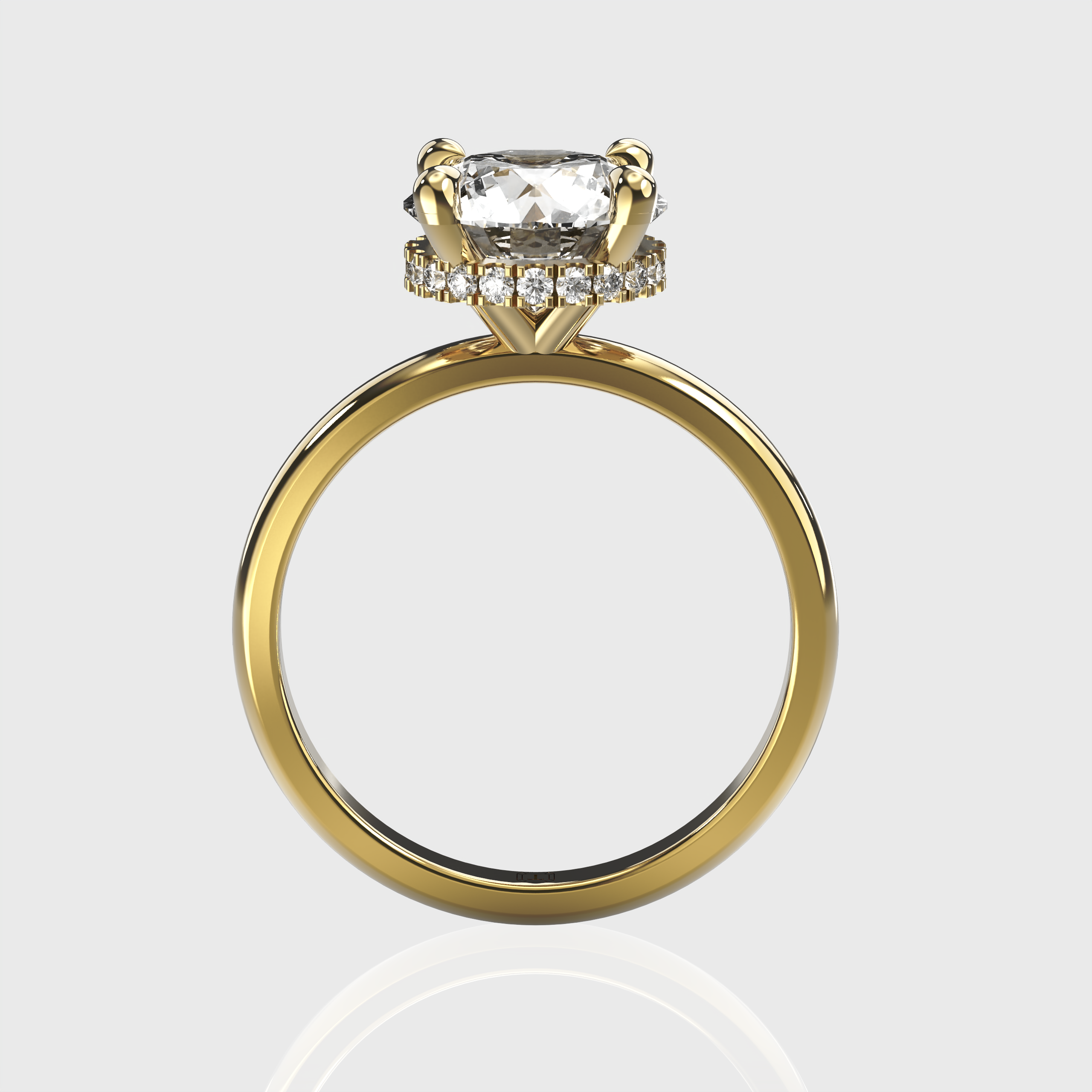 Classic Round Diamond Solitaire Engagement Ring – Hidden Halo Setting