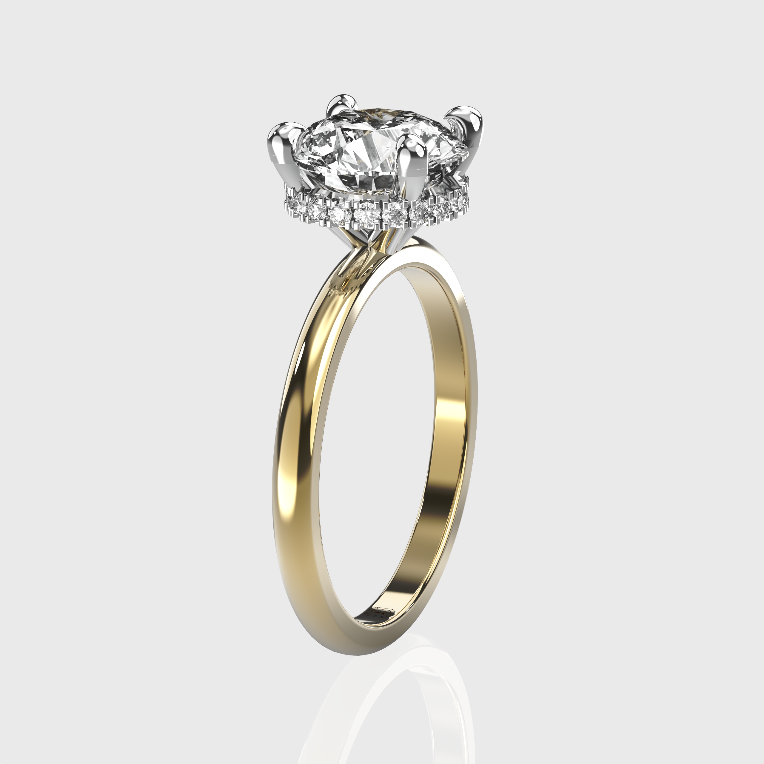 Classic Round Diamond Solitaire Engagement Ring – Hidden Halo Setting