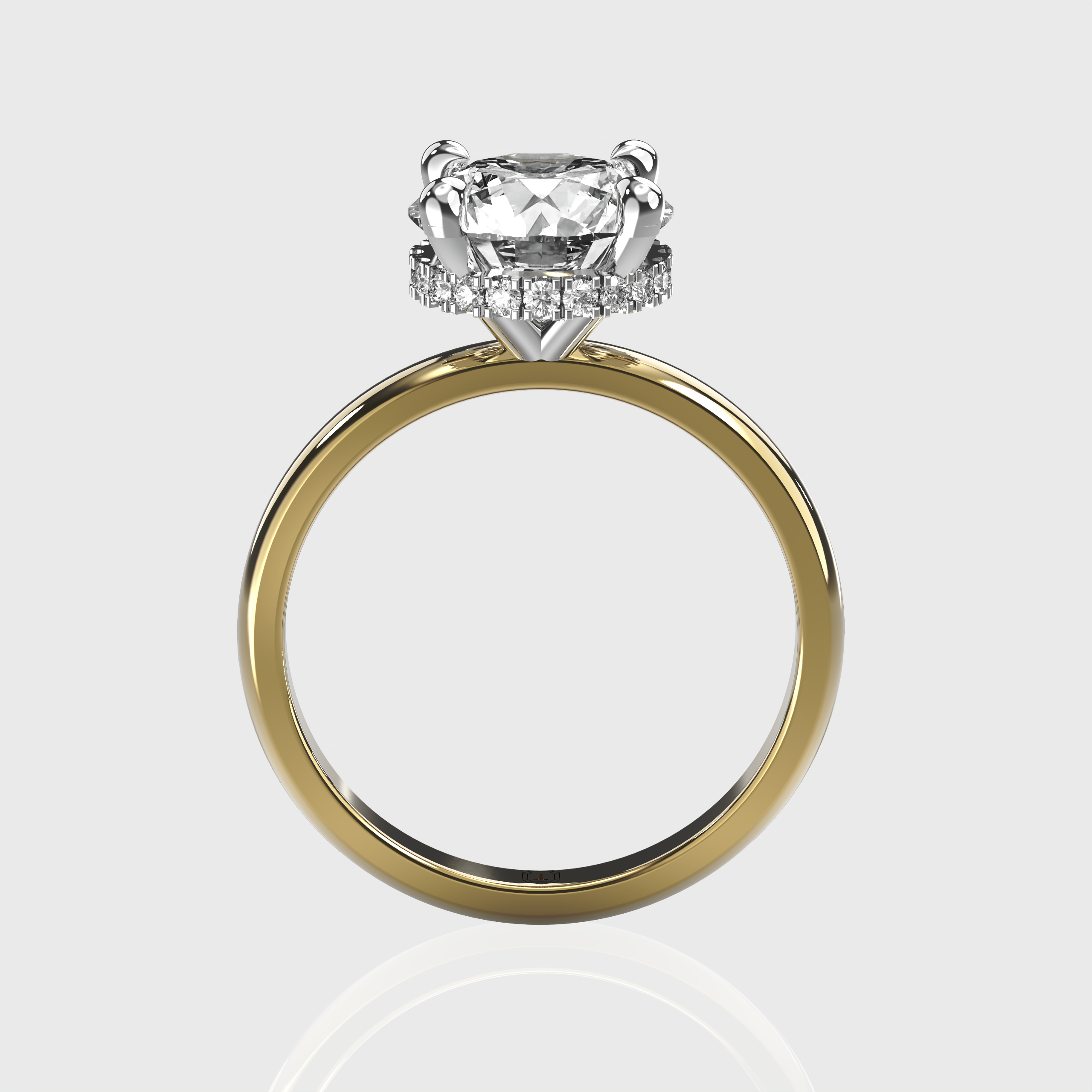 Classic Round Diamond Solitaire Engagement Ring – Hidden Halo Setting