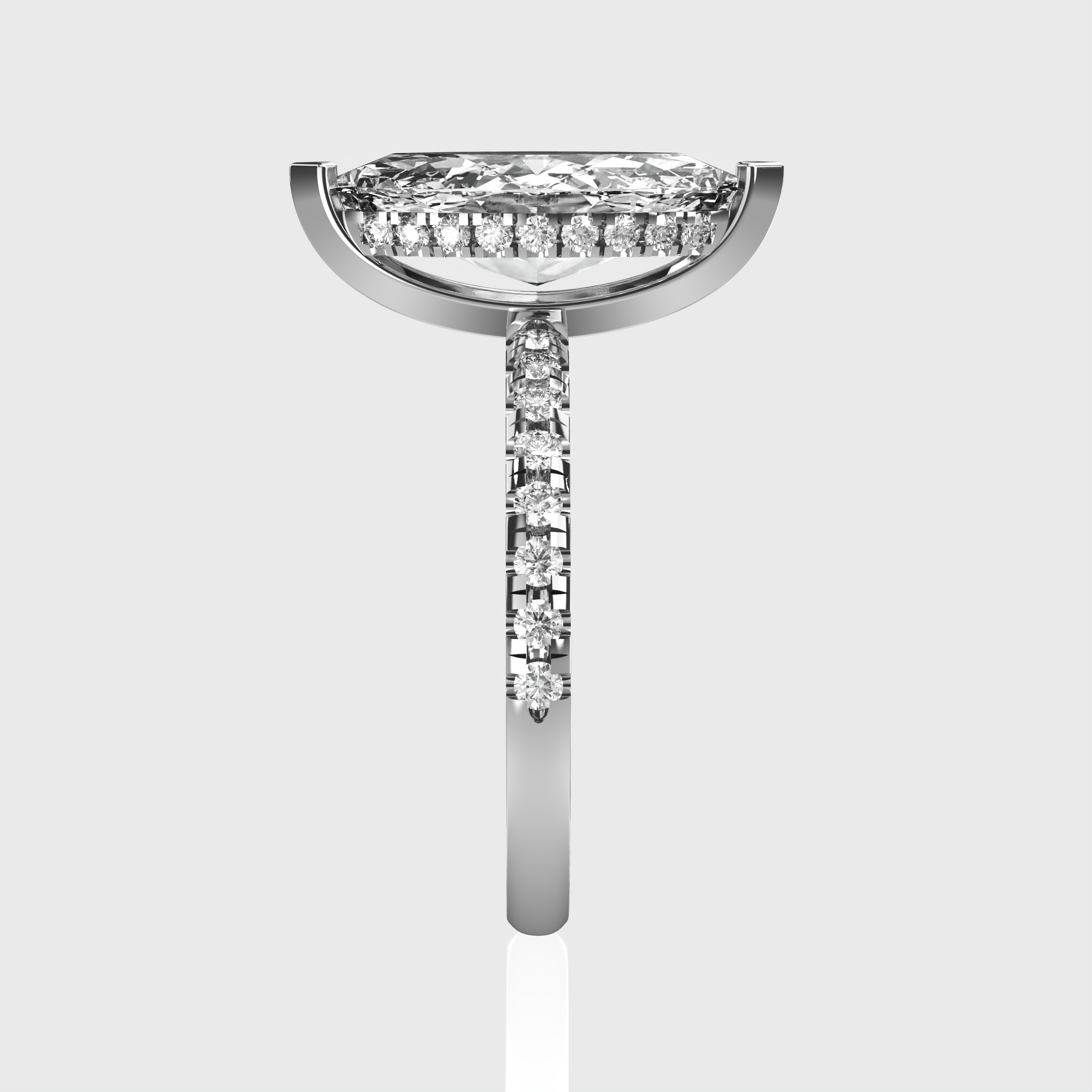 Marquise Diamond Engagement Ring with Hidden Halo Design
