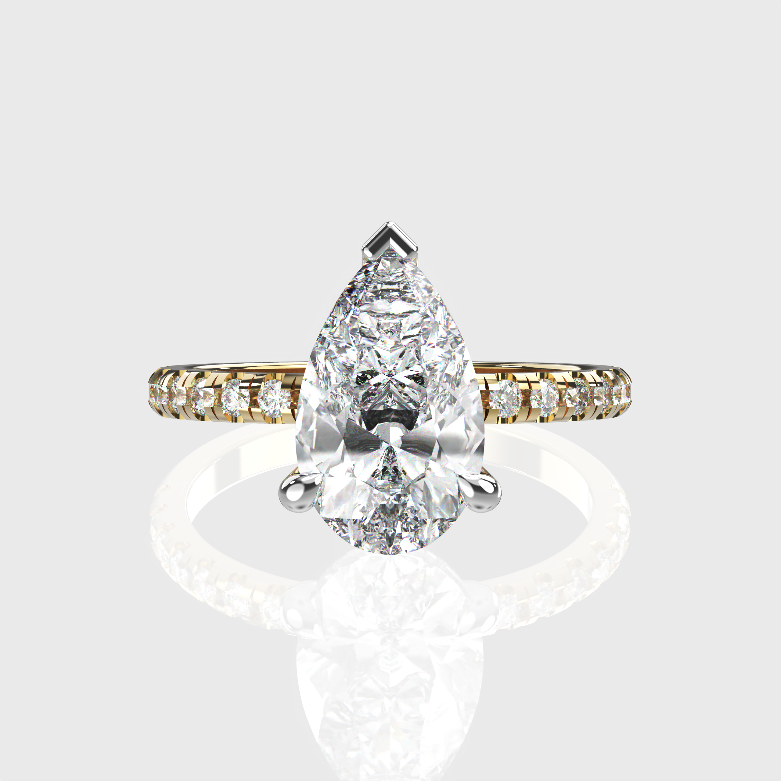 Elegant Pear-Cut Lab-Grown Diamond Two Tone Engagement Ring