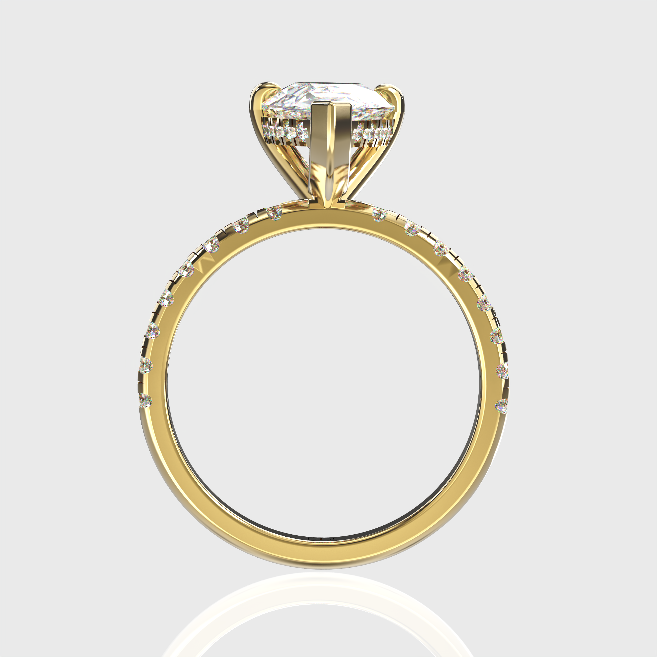 Elegant Pear-Cut Lab-Grown Diamond Engagement Ring | Pave-Set Band & Hidden Halo