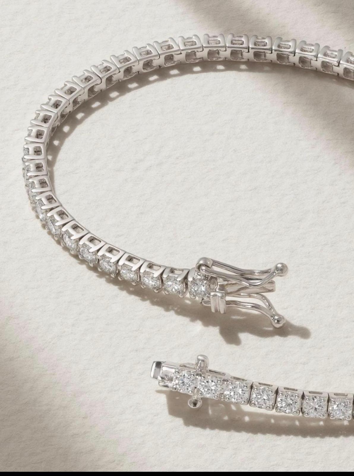 Round Brilliant Lab Grown Diamond Tennis Bracelet, White Gold 4 Prong Diamond Bracelet, Classic Tennis Jewelry Gift for Her