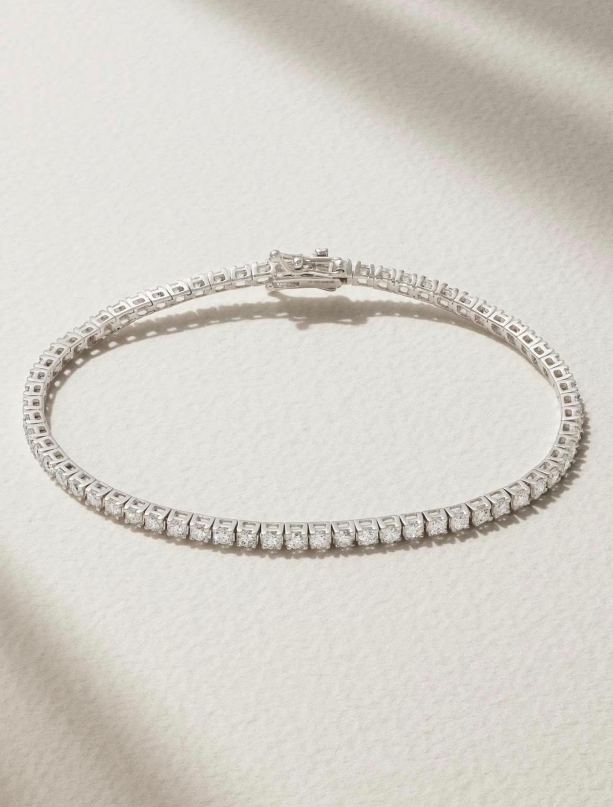 Round Brilliant Lab Grown Diamond Tennis Bracelet, White Gold 4 Prong Diamond Bracelet, Classic Tennis Jewelry Gift for Her