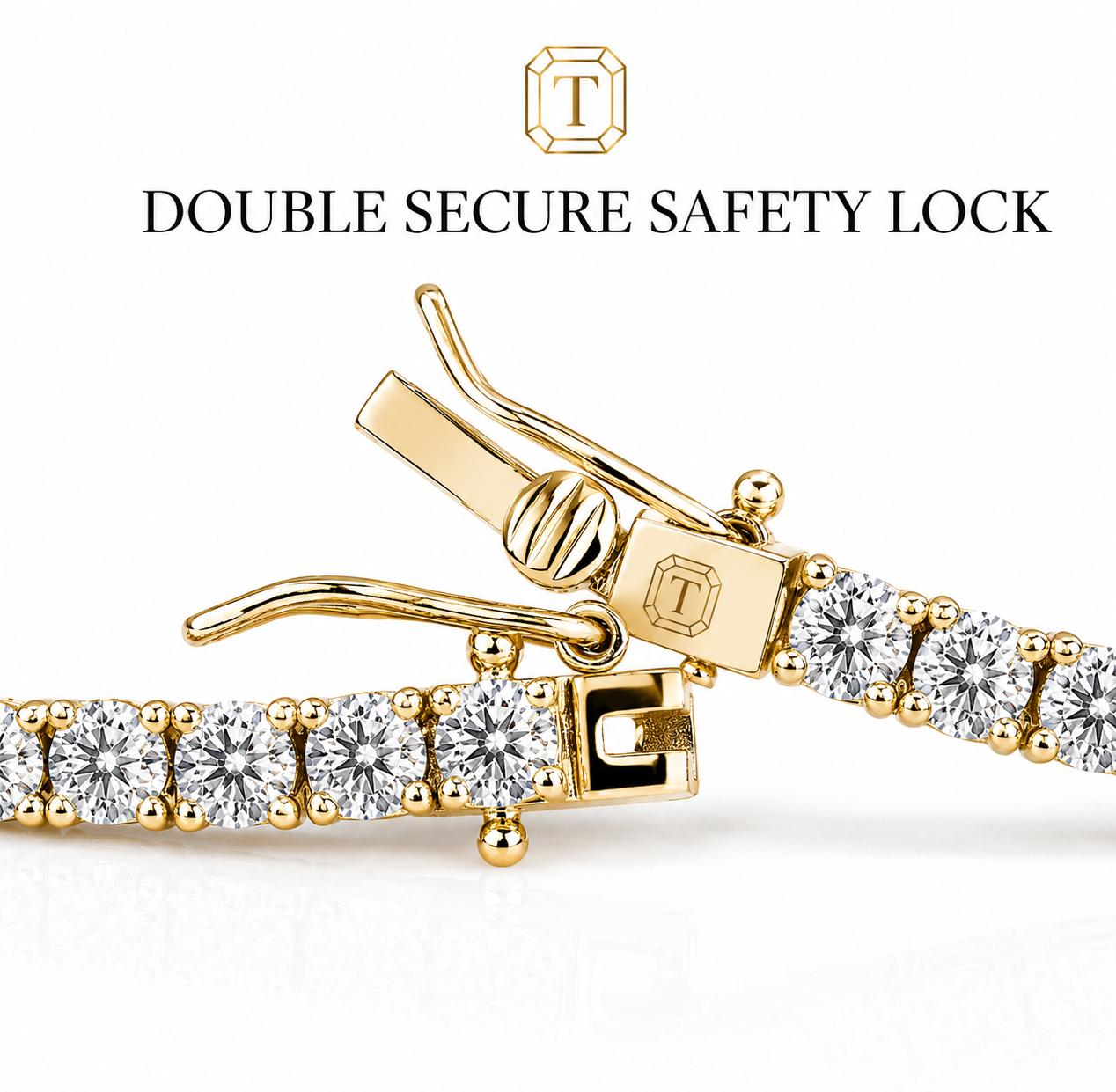 Round Brilliant Lab Grown Diamond Tennis Bracelet, Yellow Gold 4 Prong Diamond Bracelet, Classic Tennis Jewelry Gift for Her
