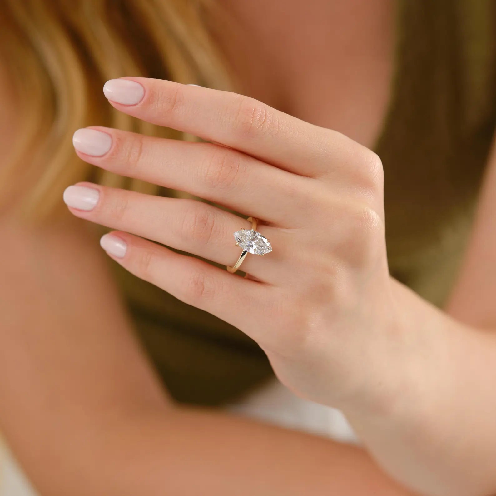 Marquise Cut Lab Grown Diamond Engagement Ring, Classic Solitaire Ring, Six Prong Diamond Proposal Ring, Minimalist Bridal Ring