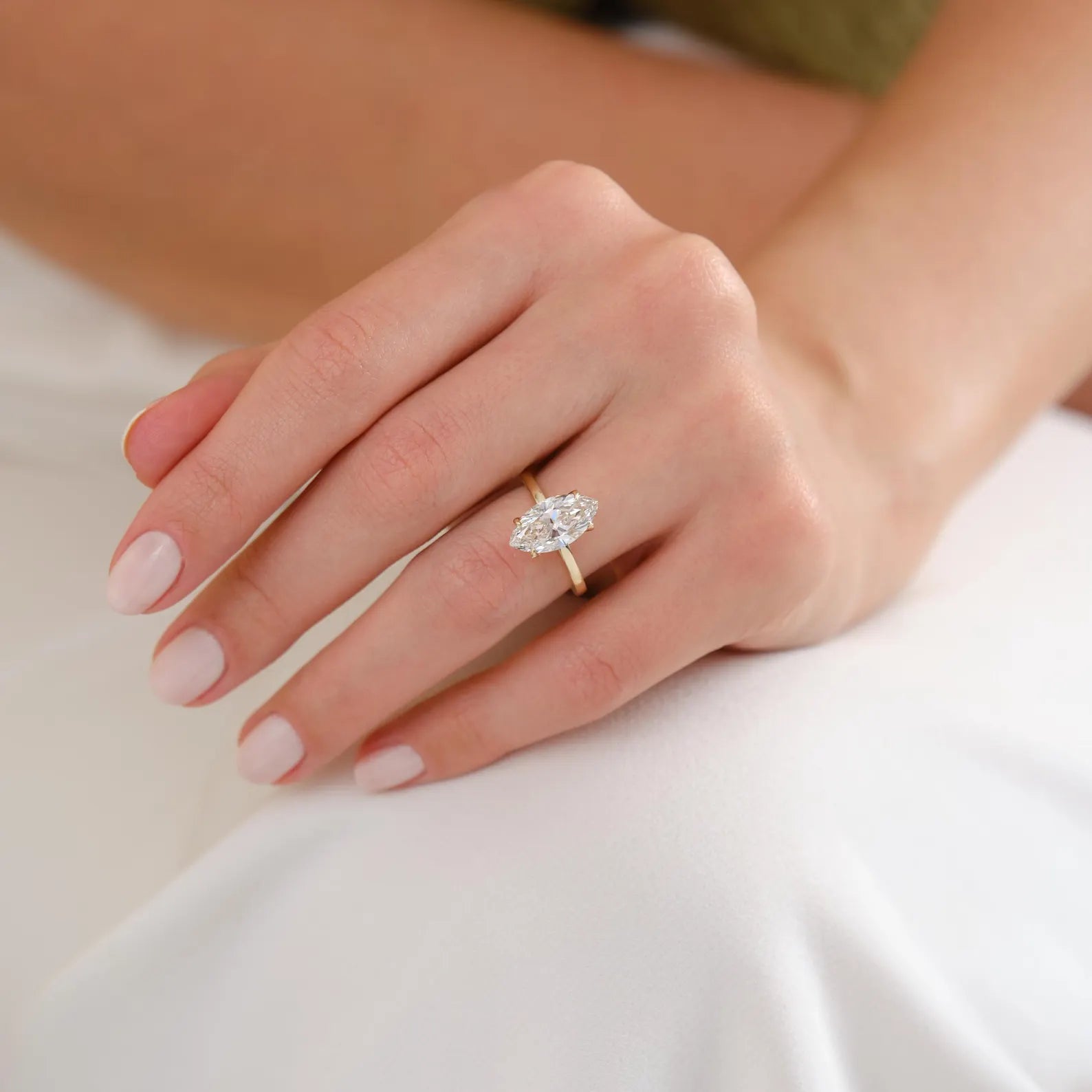Marquise Cut Lab Grown Diamond Engagement Ring, Classic Solitaire Ring, Six Prong Diamond Proposal Ring, Minimalist Bridal Ring
