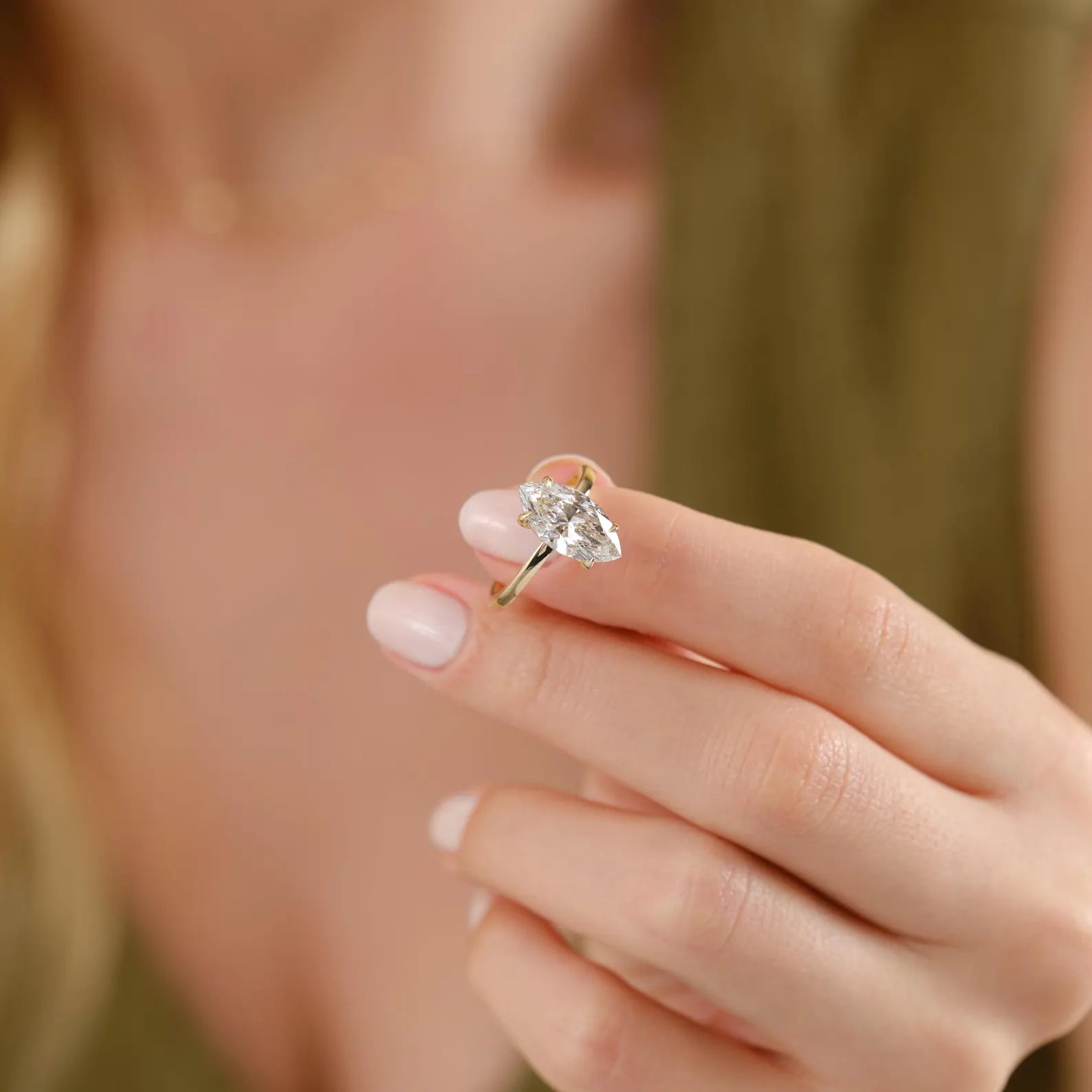 Marquise Cut Lab Grown Diamond Engagement Ring, Classic Solitaire Ring, Six Prong Diamond Proposal Ring, Minimalist Bridal Ring