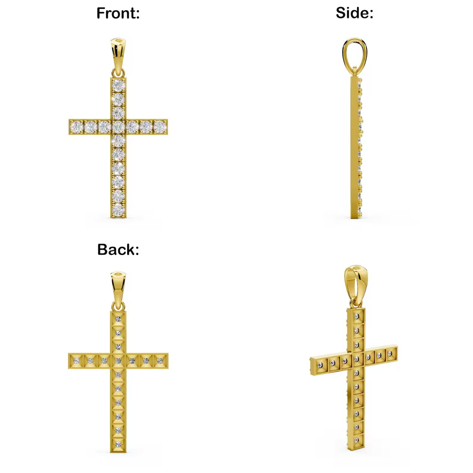 Solid Gold Diamond Cross Necklace Lab Grown Diamond Christian Pendant Religious Jewelry Baptism Necklace