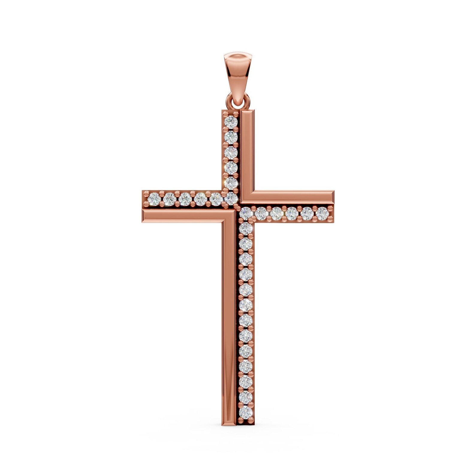 Diamond Cross Pendant White Gold Cross Necklace Lab Grown Diamond