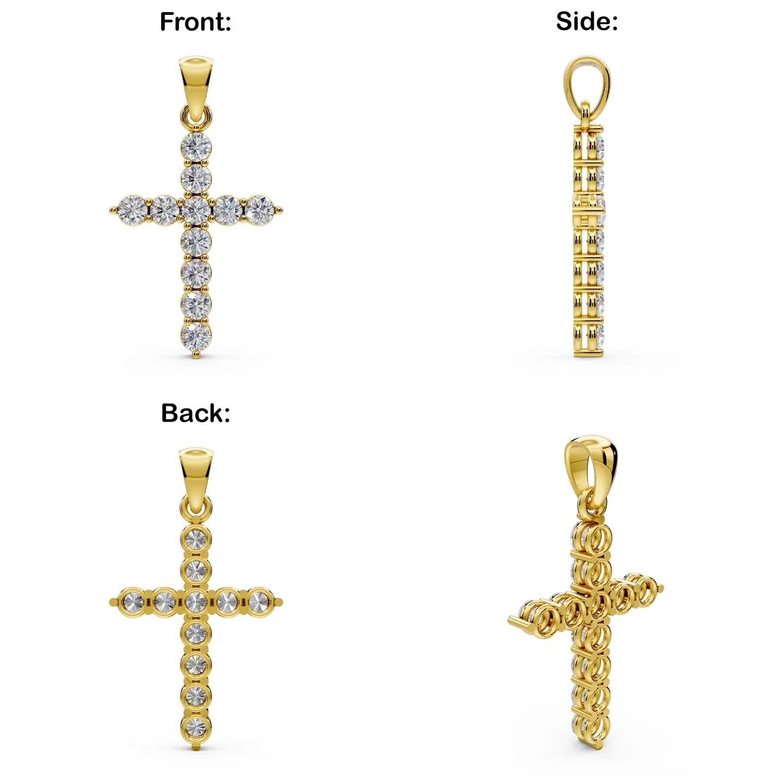 Diamond Cross Pendant Solid Gold Cross Necklace Lab Grown Diamond Everyday Cross Charm