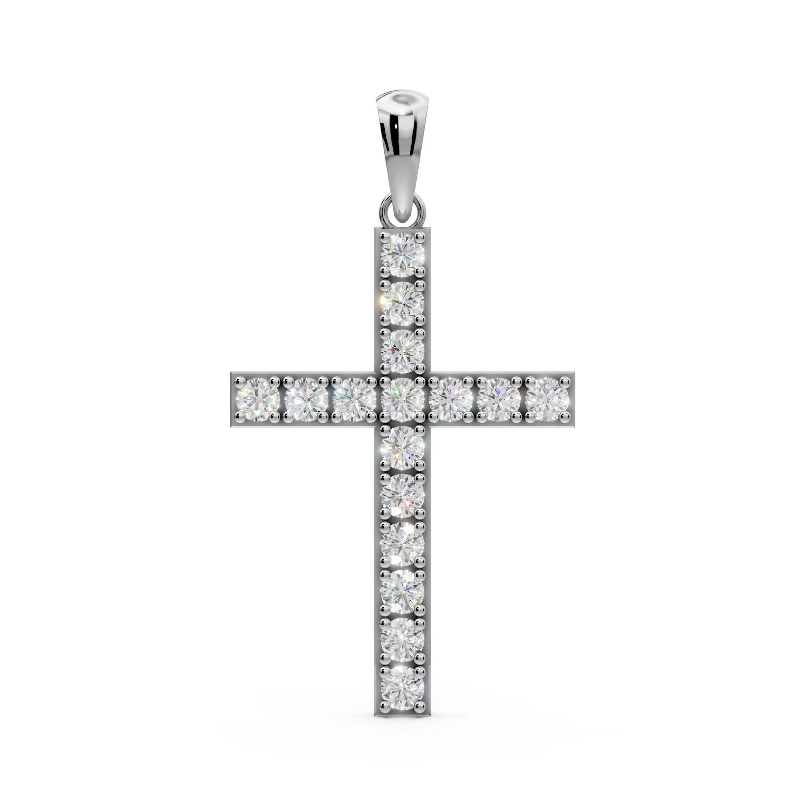 Solid Gold Diamond Cross Necklace Lab Grown Diamond Christian Pendant Religious Jewelry Baptism Necklace
