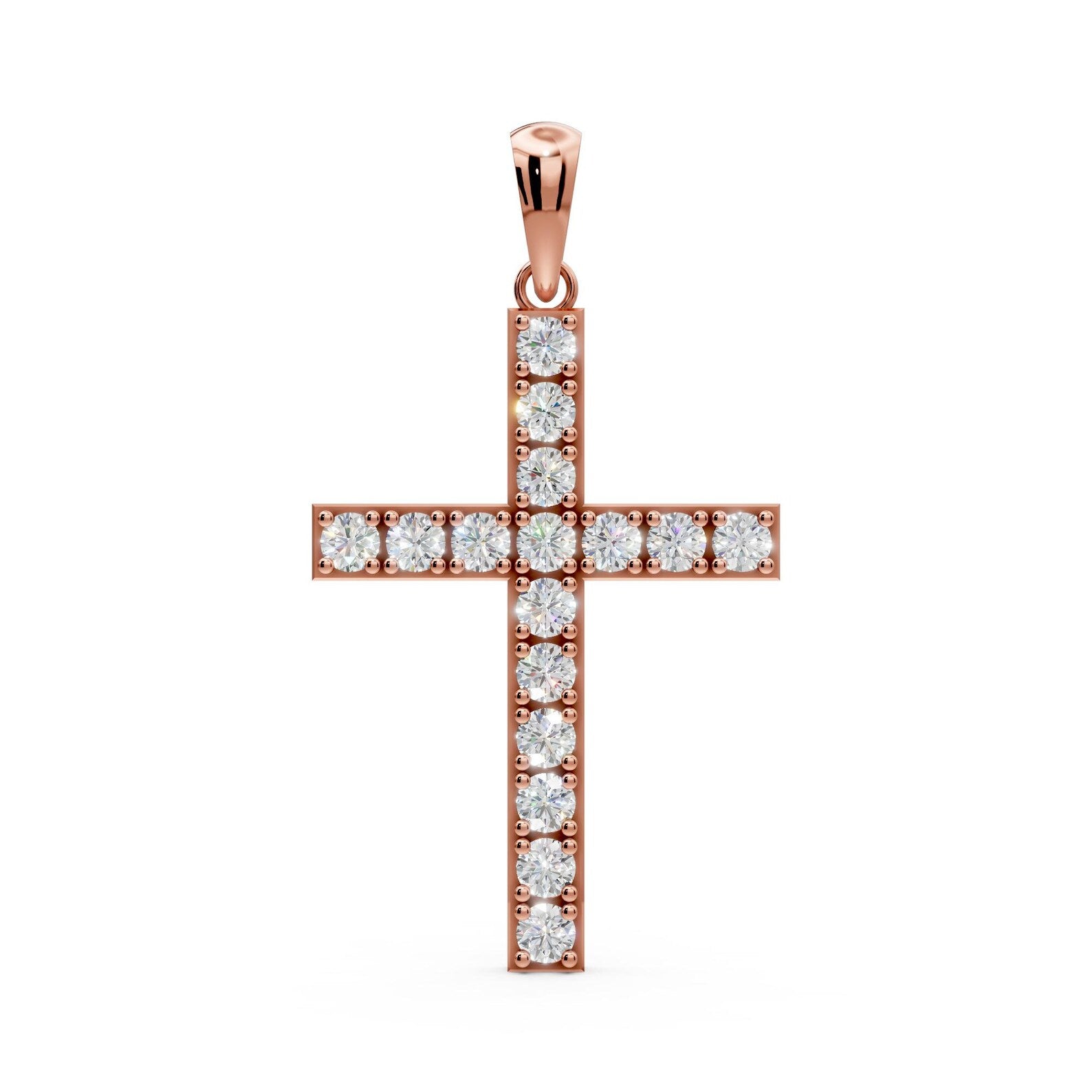 Solid Gold Diamond Cross Necklace Lab Grown Diamond Christian Pendant Religious Jewelry Baptism Necklace