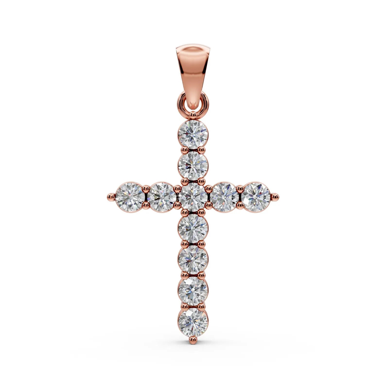 Diamond Cross Pendant Solid Gold Cross Necklace Lab Grown Diamond Everyday Cross Charm