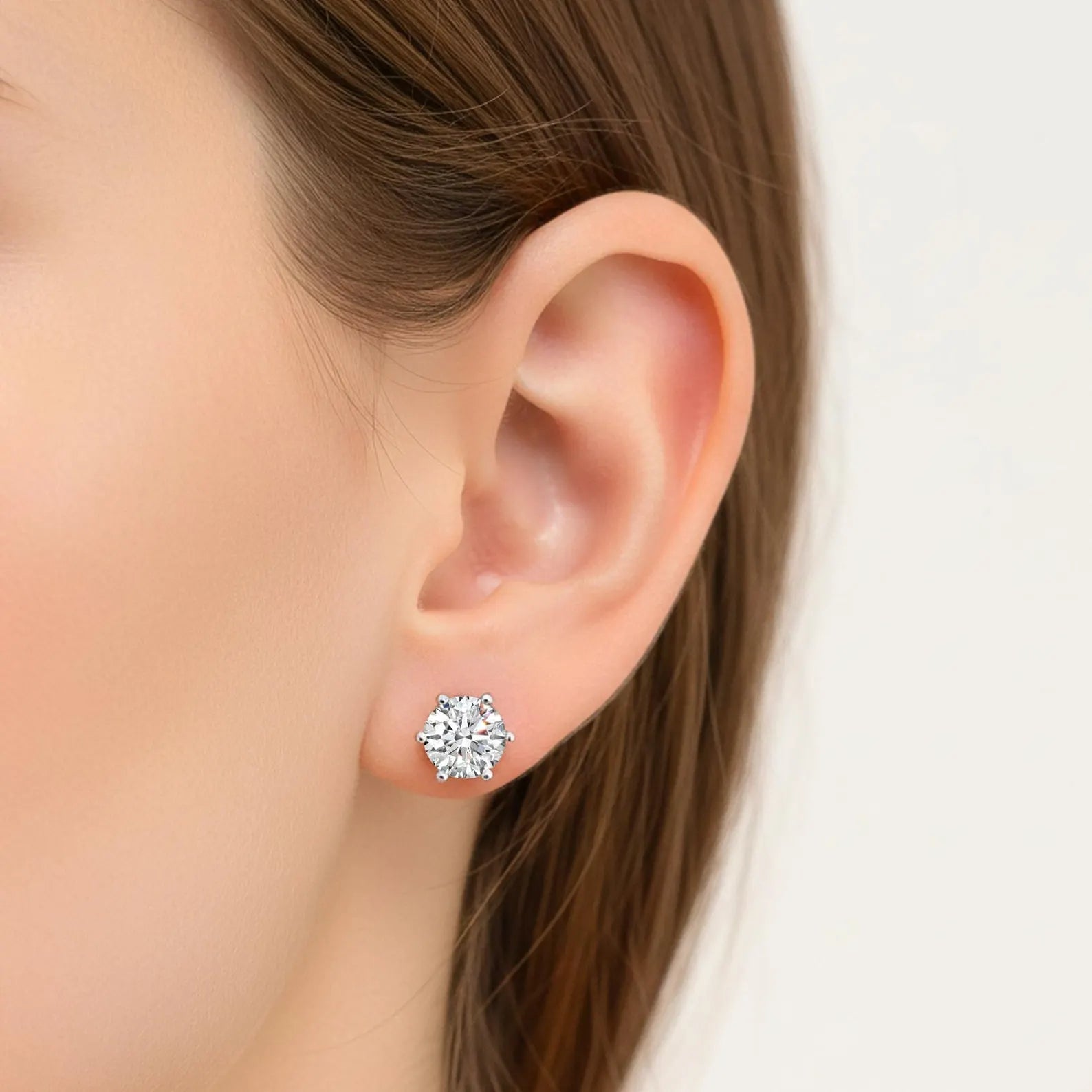 Lab Grown Diamond Stud Earrings 18k Solid Gold 6 Prong Diamond Earrings Women VS1 Clarity IGI Certified