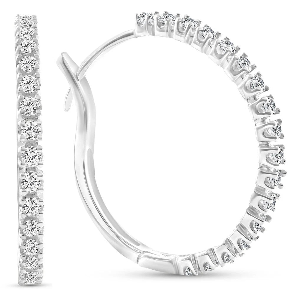Round Brilliant Cut Lab Grown Diamond Hoop Earrings | Inside Out Diamond Hoops | Gold Diamond Hoop Earrings | Anniversary Gift
