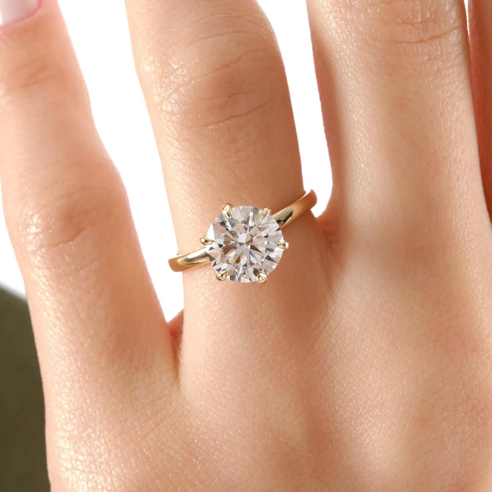 Round Cut Lab Grown Diamond Solitaire Engagement Ring, Classic Six Prong Diamond Ring, Minimalist Proposal Ring, Bridal Jewelry