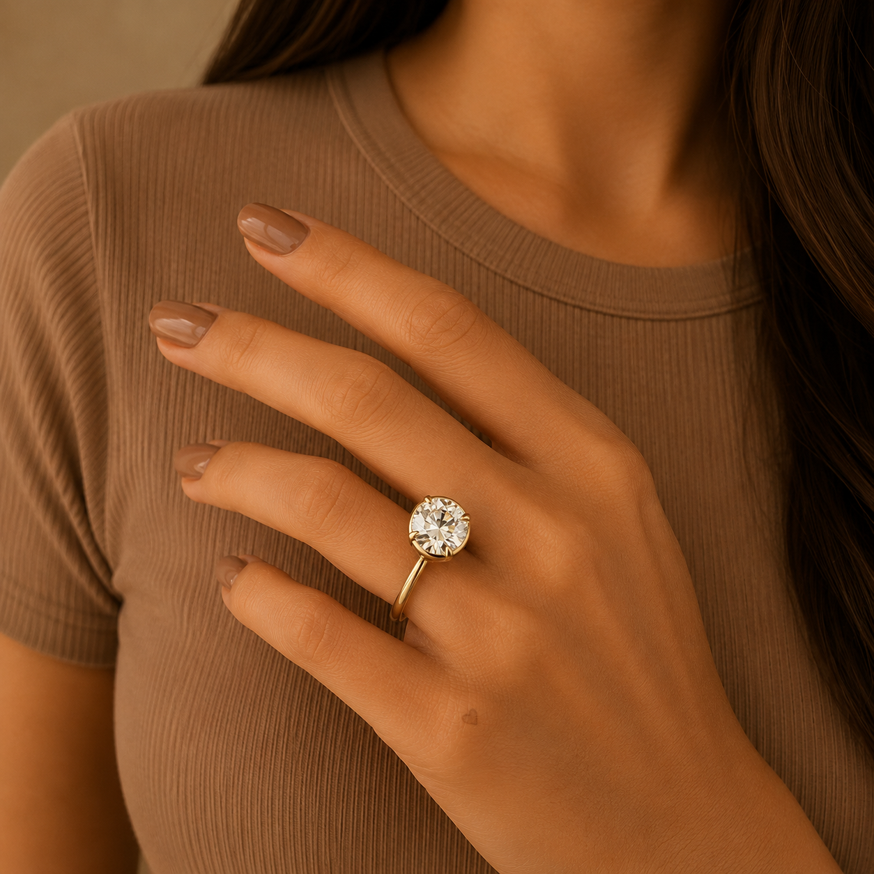 Round Bezel Set Diamond Engagement Ring, Solitaire Ring, Modern Minimalist Proposal Ring, Lab Grown Diamond Ring, Bridal Jewelry Gift