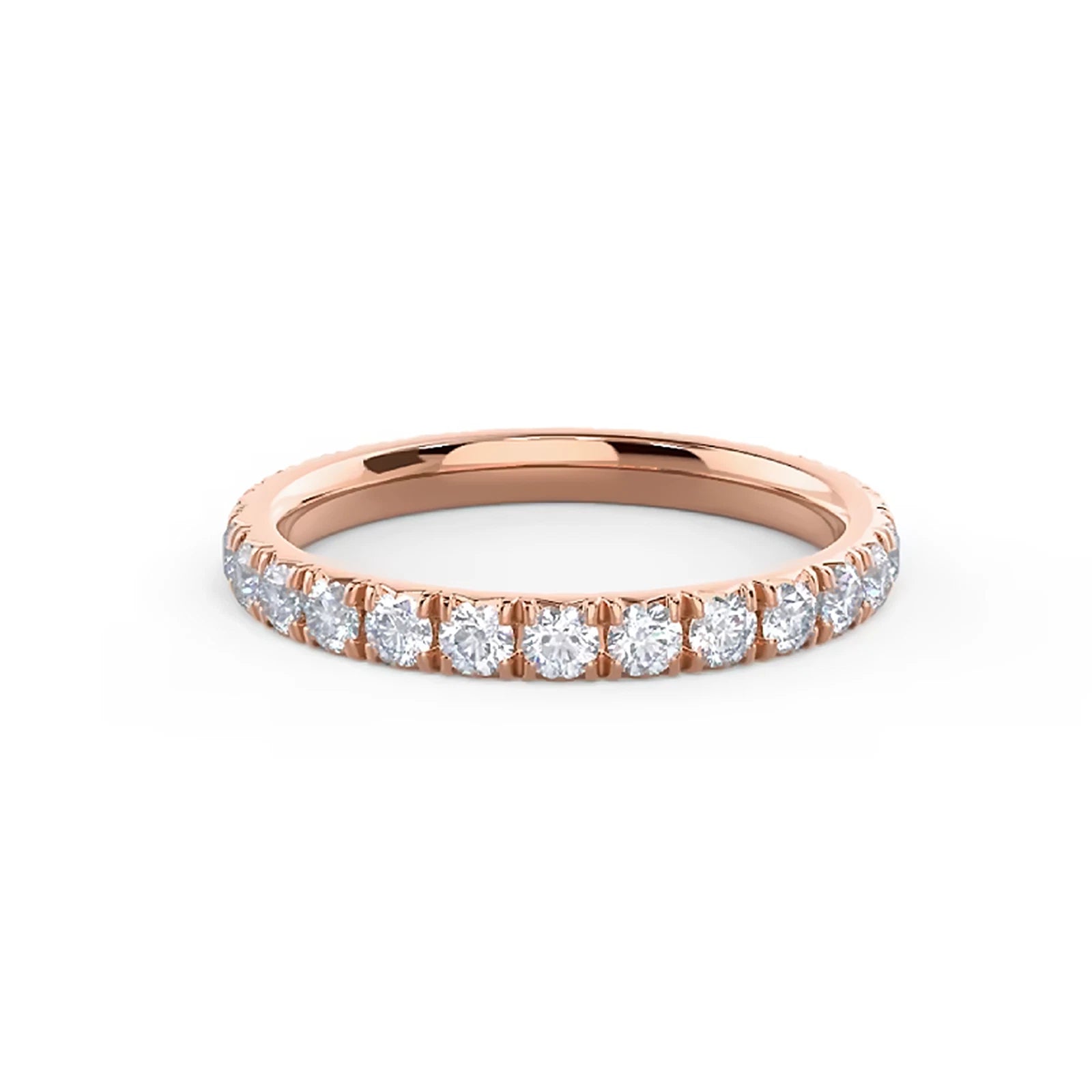 Round Cut Lab Diamond Half Eternity Band Ring, Stackable Wedding Band, Minimalist Diamond Ring, Anniversary Band, Wedding Ring, Gift for Her