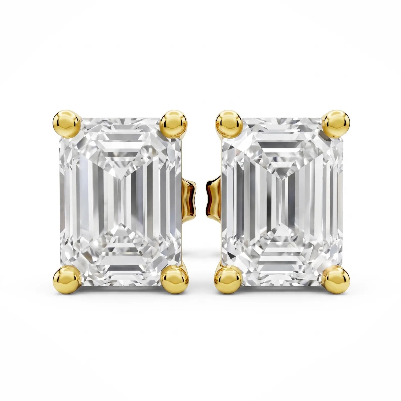 IGI Certified Emerald Cut Diamond Stud Earrings, Gold Solitaire Studs, Emerald Cut Lab Grown Earrings, Minimalist Wedding Earrings, Gift for Her