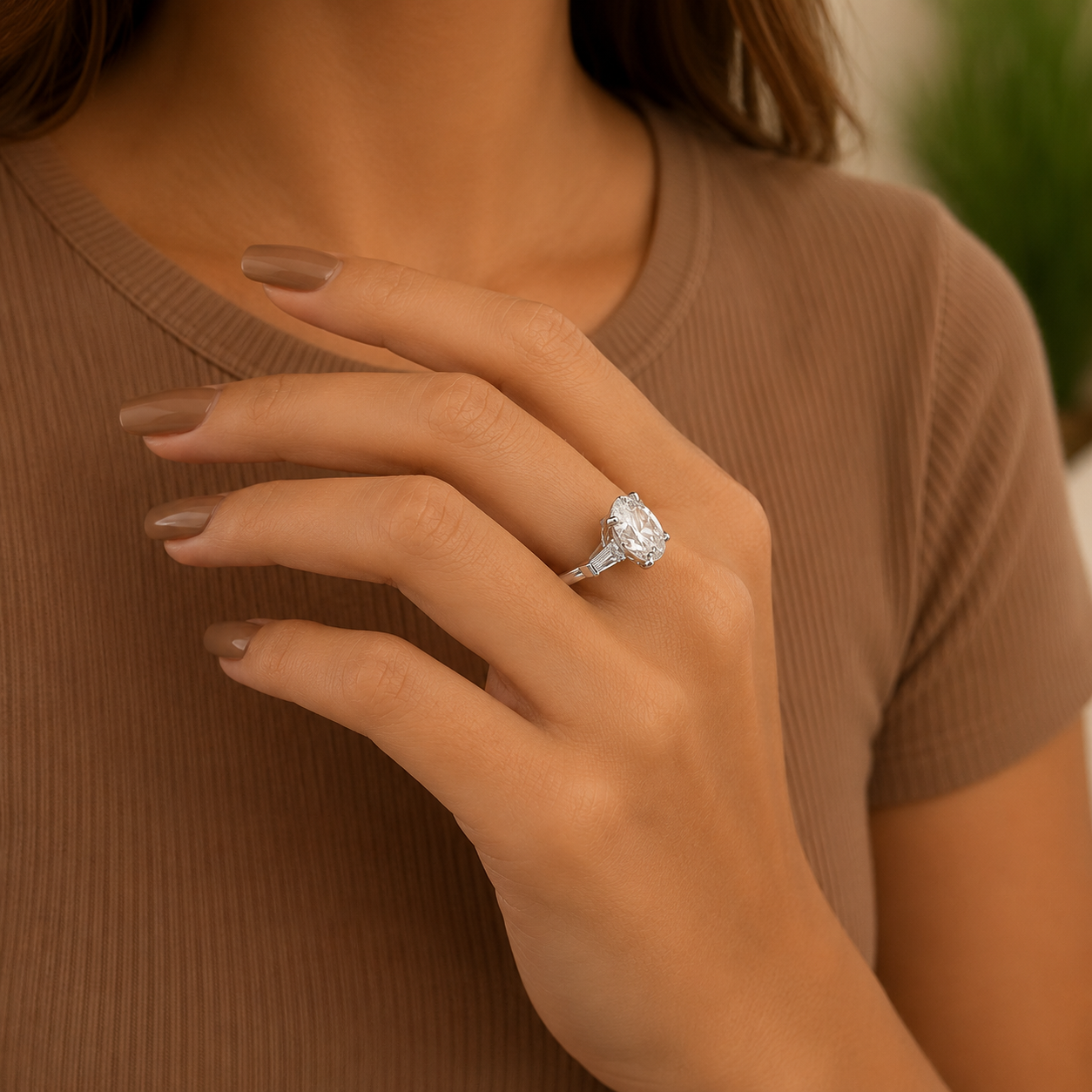 Round Brilliant Diamond Three Stone Engagement Ring, Tapered Side Diamond Ring, Lab Grown Diamond Ring, Proposal Ring, Bridal Ring