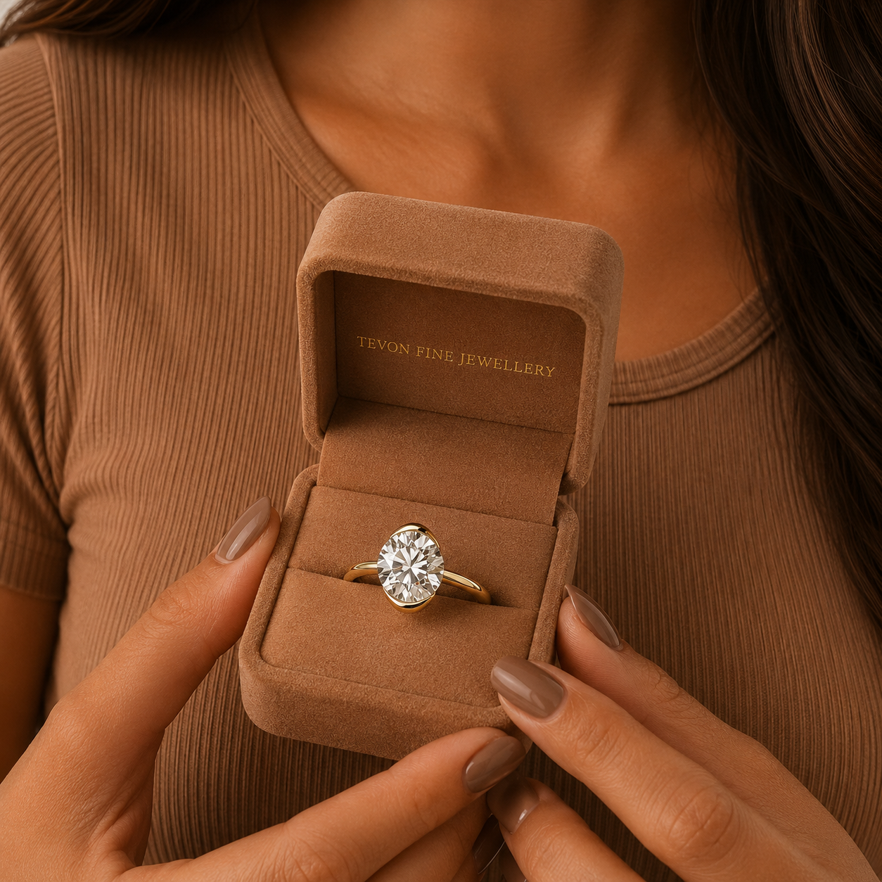 Oval Lab Grown Diamond Engagement Ring, Gold Bezel Set Ring, Minimalist Solitaire Ring, Modern Bridal Ring, Anniversary Gift for Her