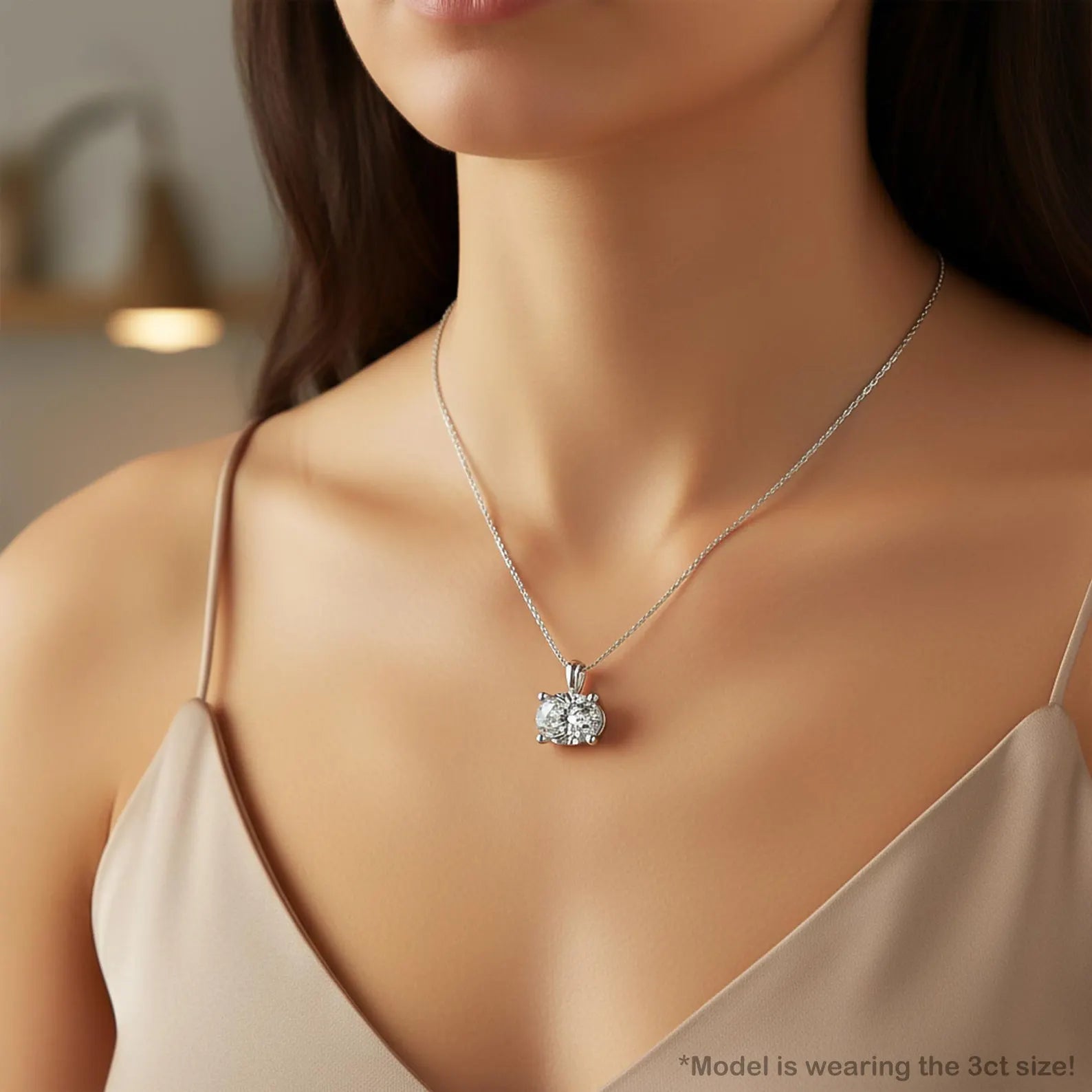 East West Oval Cut Diamond Solitaire Pendant Lab Grown Diamond Pendant Bridesmaid Pendant Solid Gold Diamond Pendant