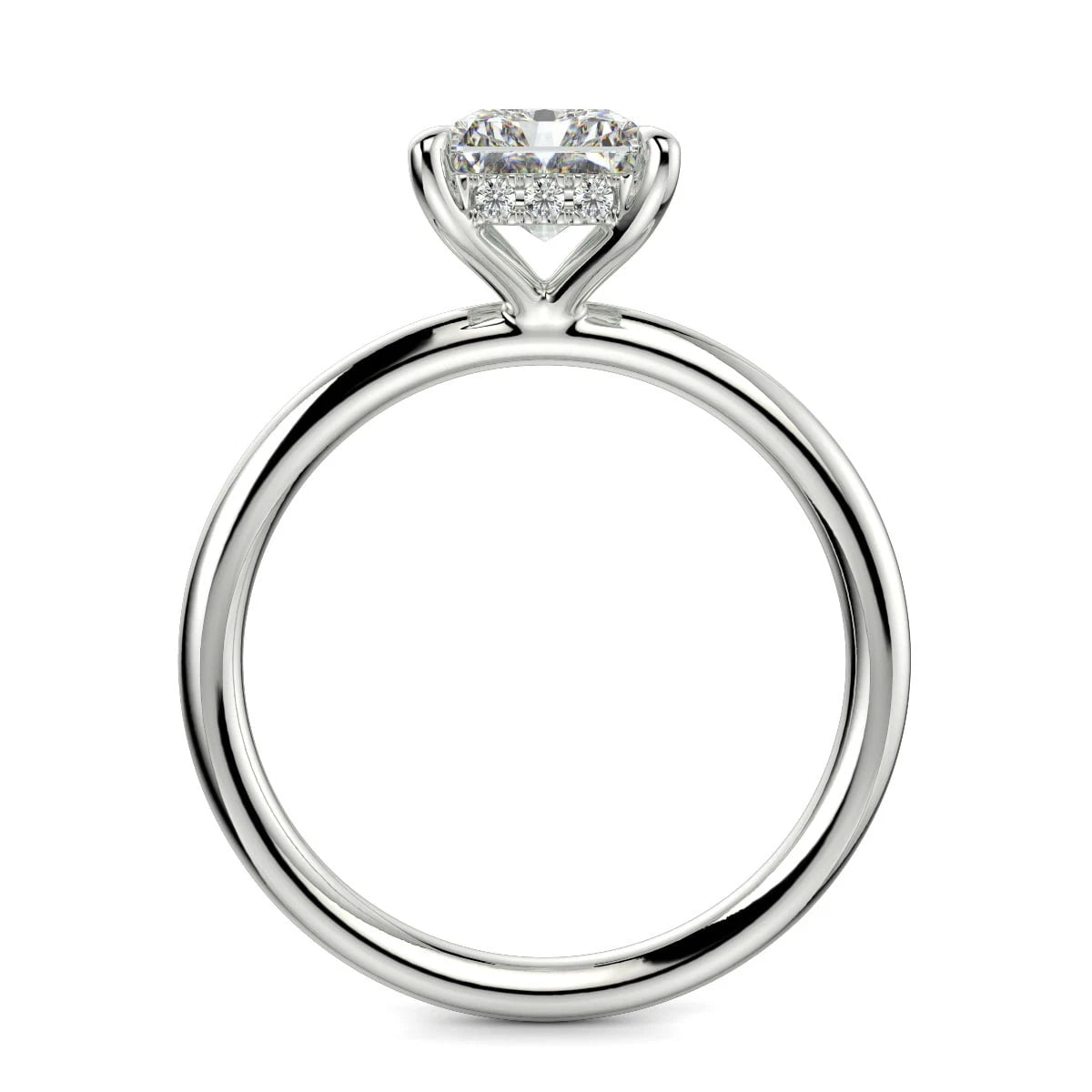 Radiant Cut Lab Grown Diamond Engagement Ring, Classic 4 Prong Solitaire Ring, White Gold Promise Ring, Hidden Halo Wedding Ring Her
