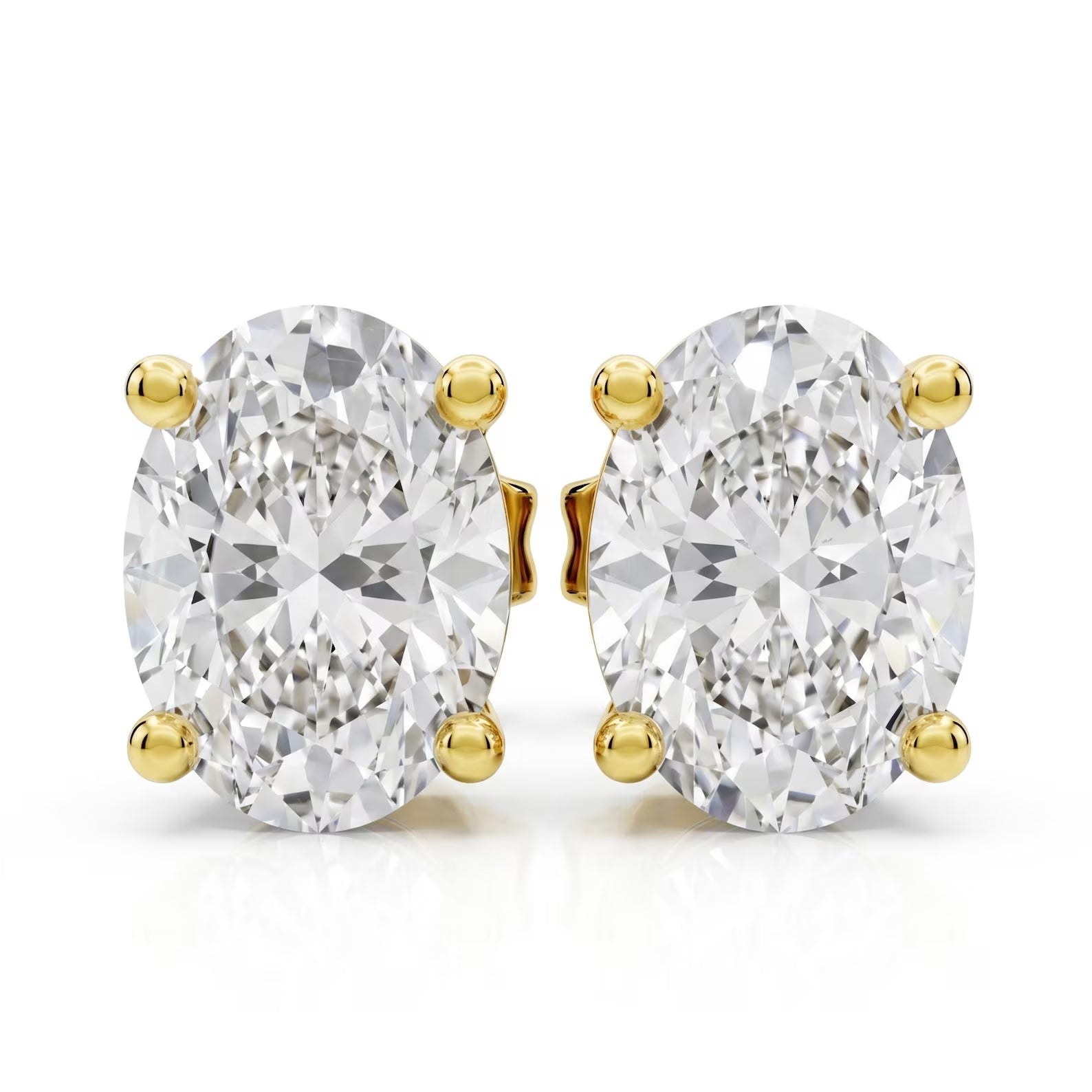 Oval Cut Lab Grown Diamond Stud Earrings, Yellow Gold Solitaire Studs, Oval Diamond Earrings, Minimalist Gift for Her