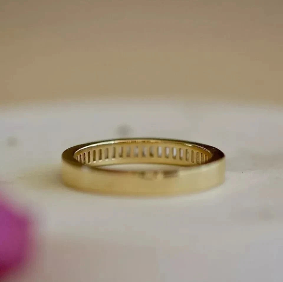 Baguette Cut Lab Grown Diamond Eternity Ring | Channel Set Wedding Band | Stackable Diamond Ring | Minimalist Anniversary Band