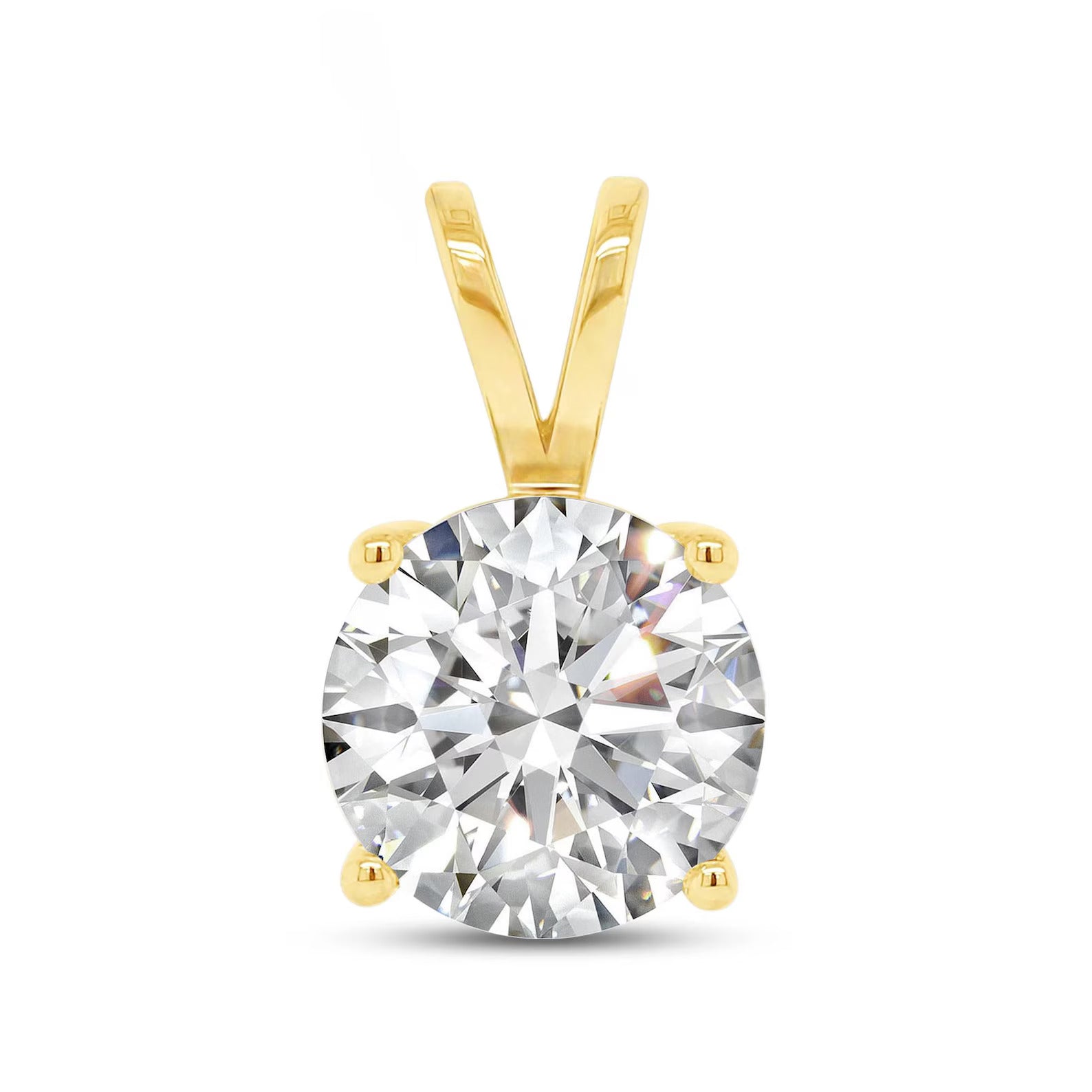 Round Cut Solitaire Diamond Pendant, Solid Gold Diamond Necklace, Minimalist Diamond Pendant, Everyday Fine Jewelry